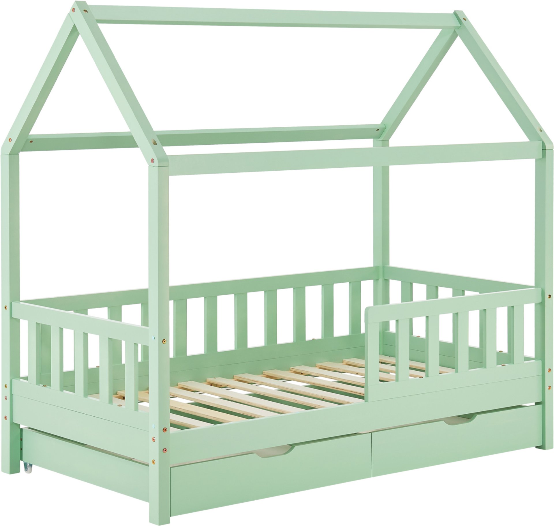 Juskys Kinderbett Marli_STR_OS (mint mit Bettkasten, 160 x 80 cm)