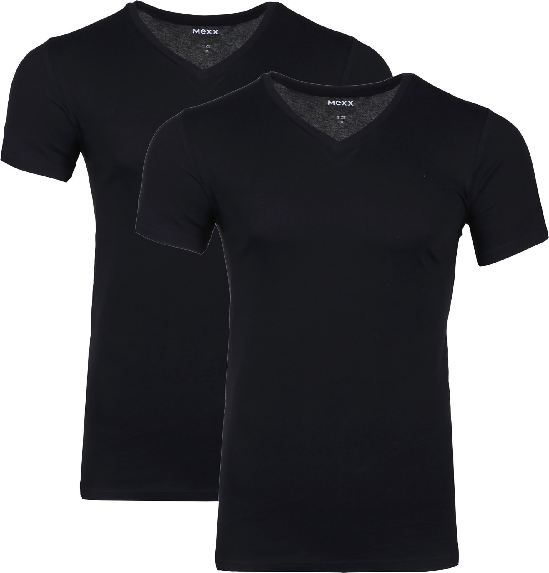MEXX Herren Unterziehshirt, 2 Stück (V-Ausschnitt, Schwarz, XXL)