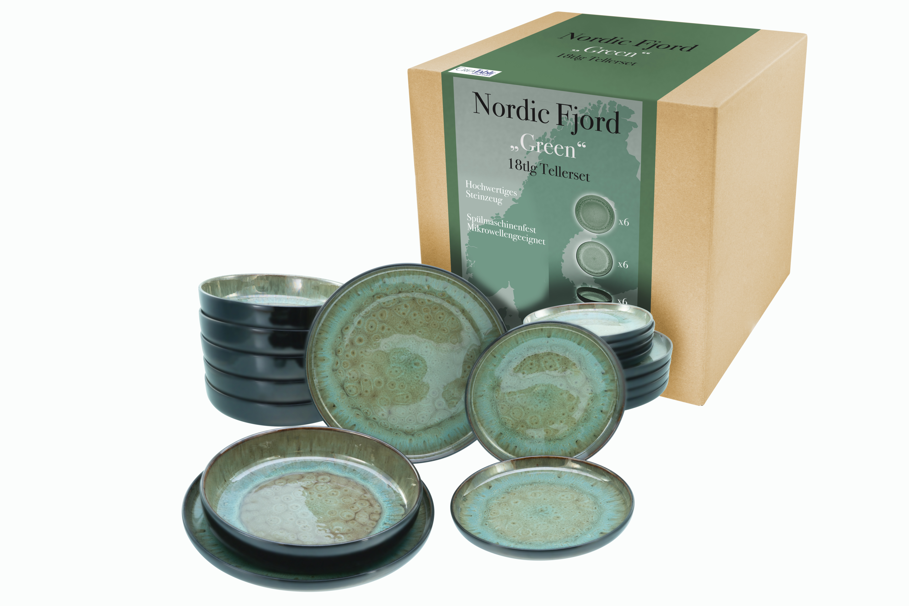 Creatable Geschirrset »Nordic Fjord« (18-teiliges Teller Set, Green)