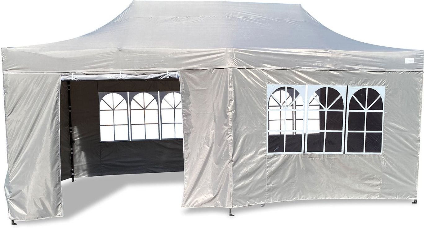 Grasekamp Faltpavillon Premium Line (3x6m + Seitenteile, Grau)