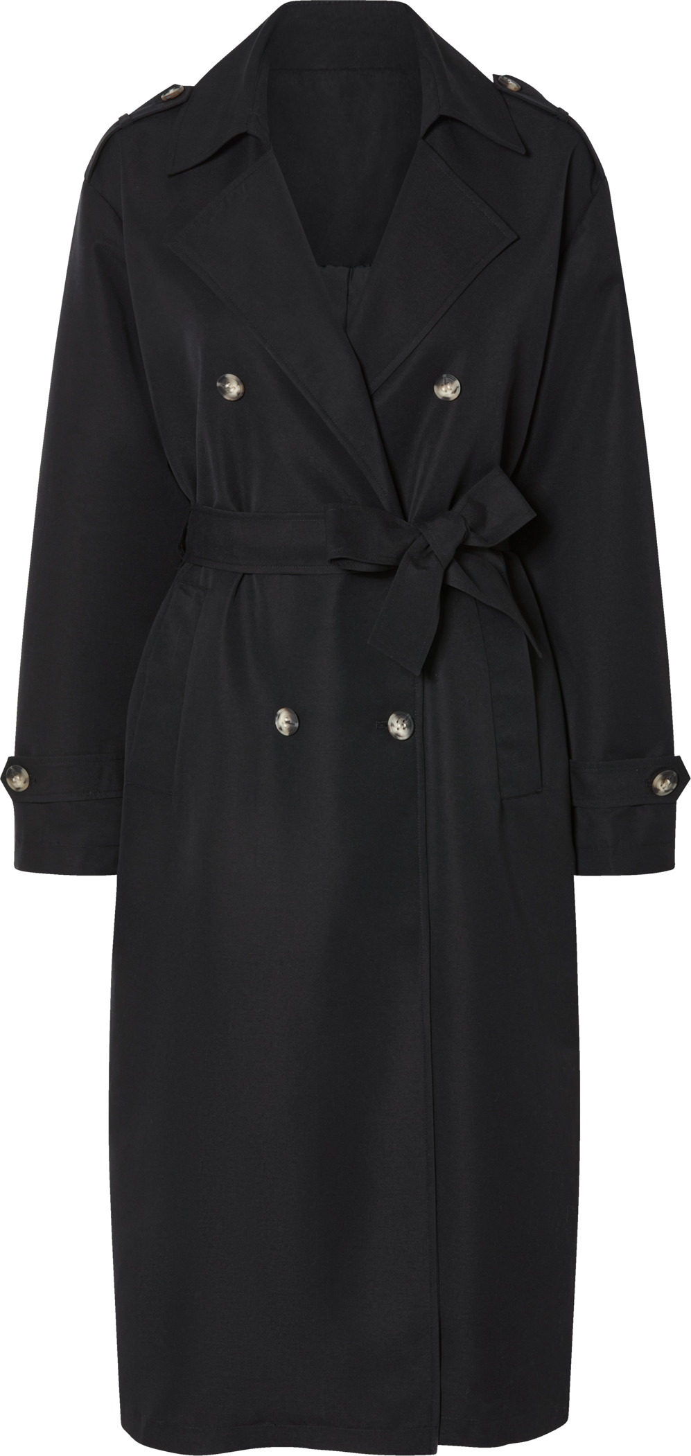 esmara® Damen Trenchcoat mit Zierriegel an den Ärmeln (Schwarz, S(36/38))