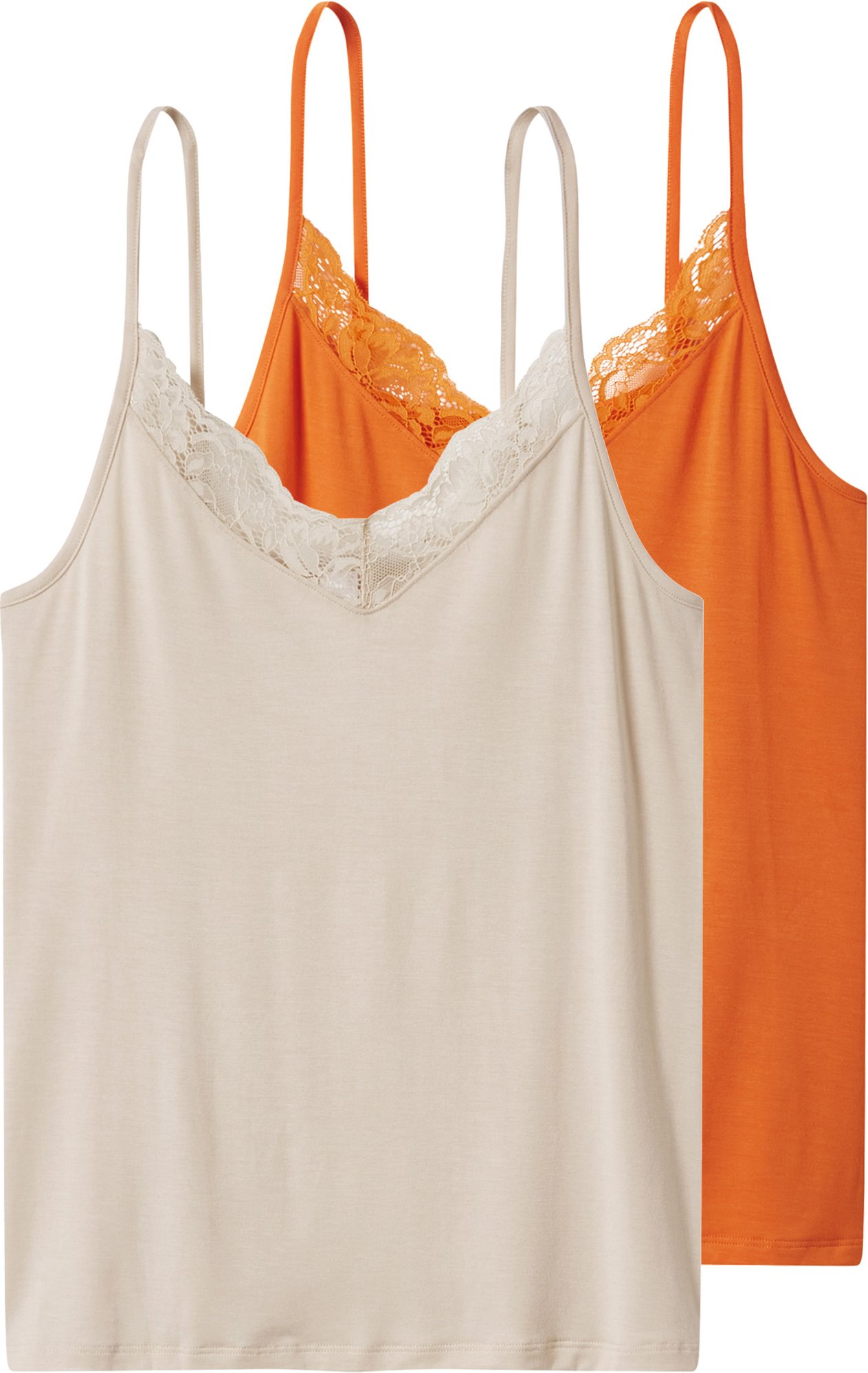 Thumbnail - esmara® Damen Spaghettitops, 2 Stück (orange/beige, L(44/46))