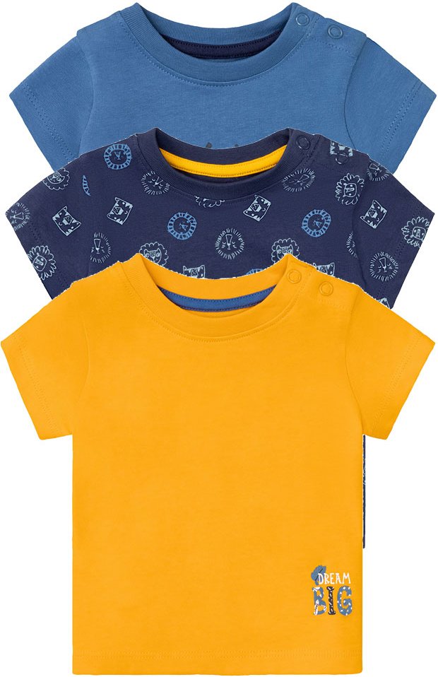 Thumbnail - lupilu® Baby T-Shirt 3 Stück (50/56, navy/blau/gelb)