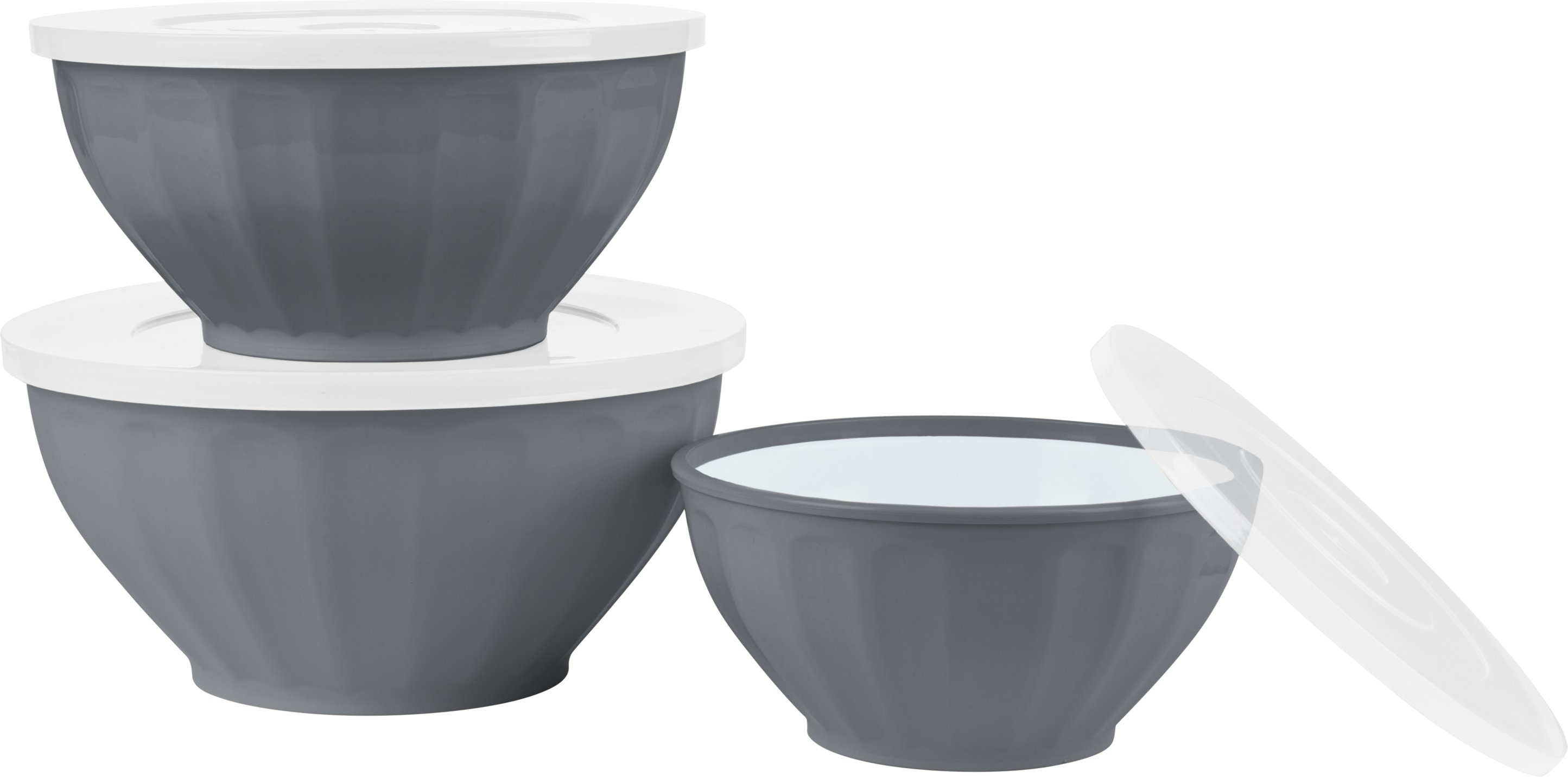 SILVERCREST® Schüsselset mit Deckel 3-teilig (Grau)