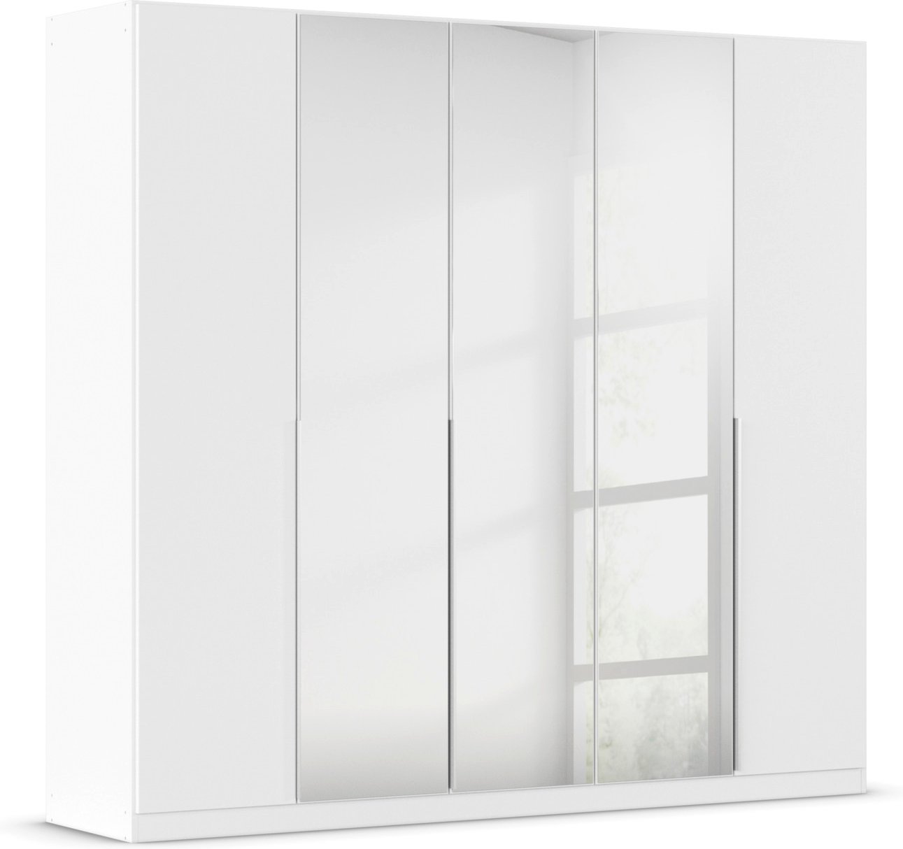 rauch ORANGE Drehtürenschrank Alabama mit Spiegel (Basic-Zubehör, Weiß, Griffe Alufarben, 226 x 210 cm)