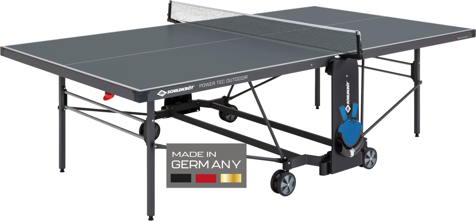 Schildkröt Tischtennisplatte PowerTec Outdoor, wetterfester, trendiges matt-schwarzes Design, klappbar