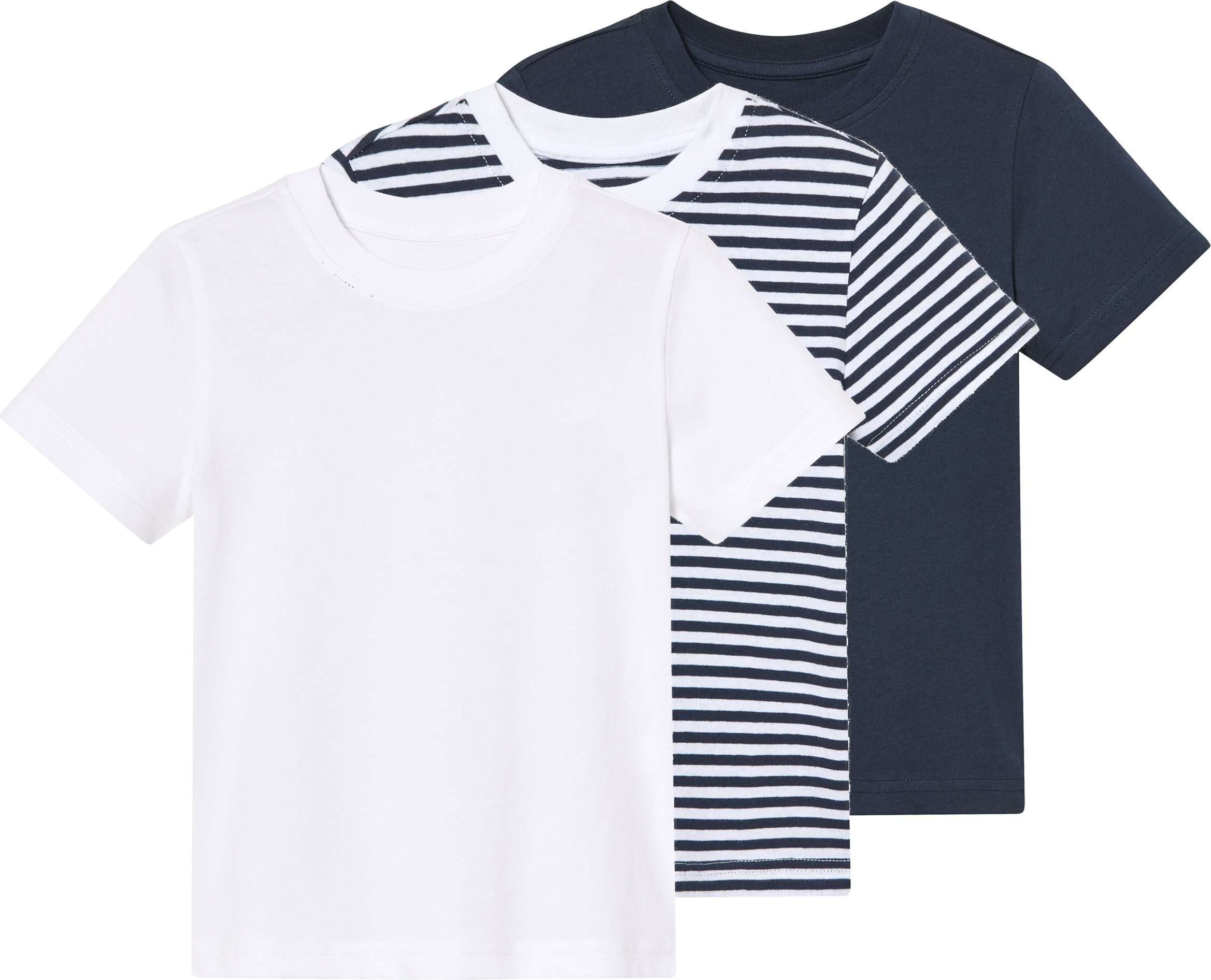 lupilu® Kleinkinder Jungen T-Shirt 3er (Streifen/navy/weiß, 122/128)