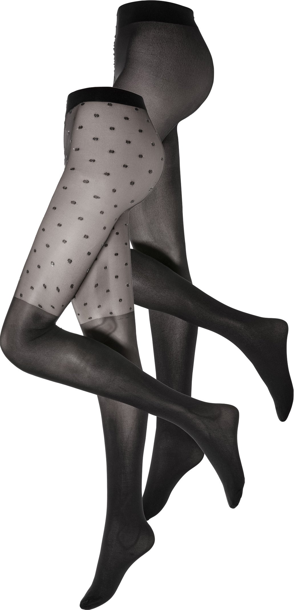 esmara® Damen Feinstrumpfhose mit Overknee-Optik (schwarz/Punkte, L(44/46))