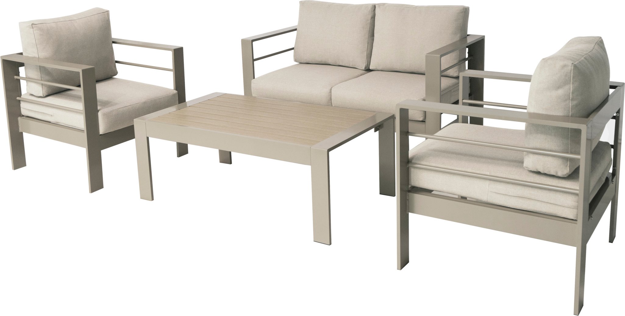 MeXo Gartenmöbel Lounge-Set »Genua«, inkl. Polster (4-Sitzer, Champagnerfarbe)