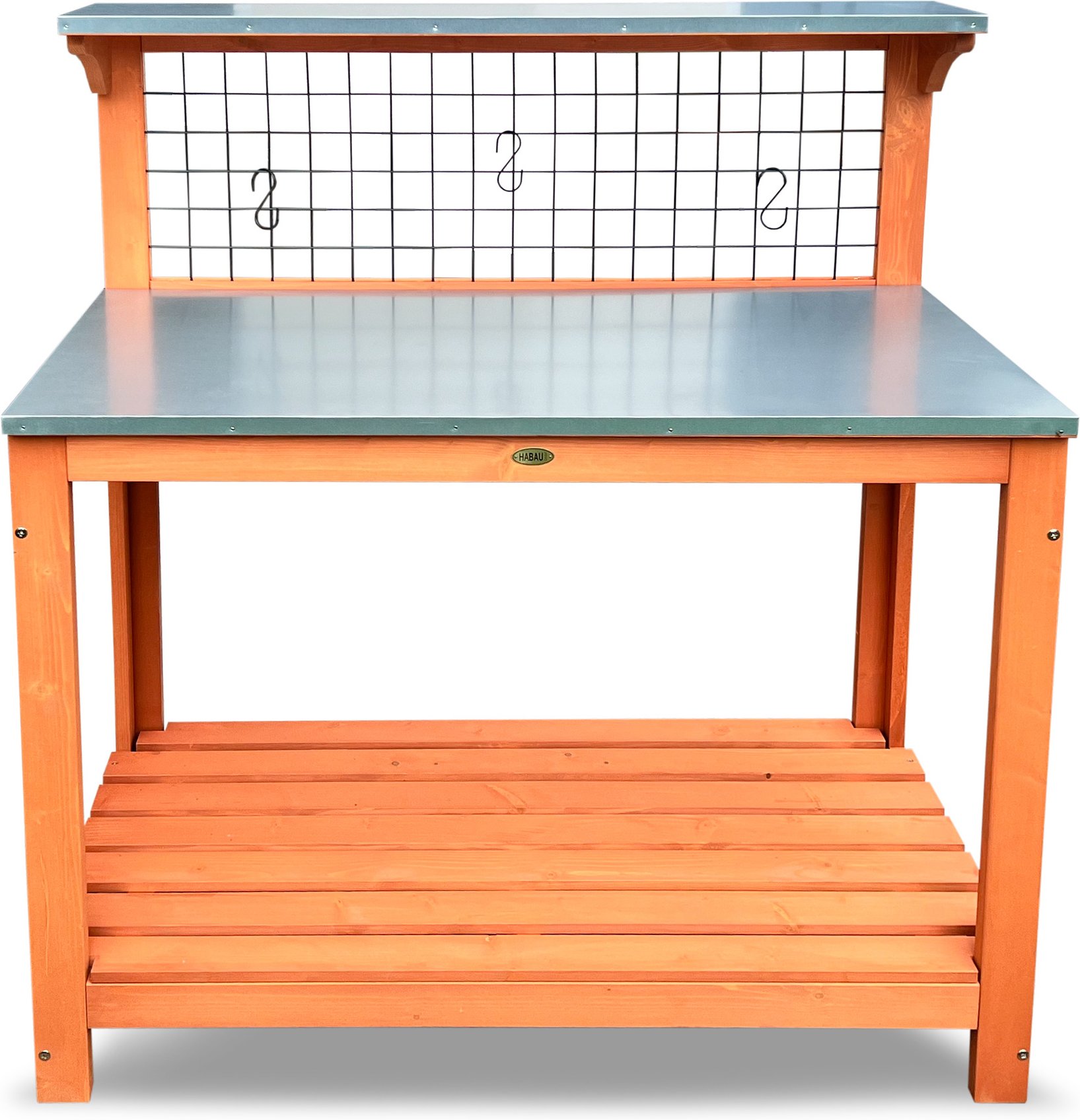 HABAU Gartentisch mit verzinkter Arbeitsfläche, Spalier und Ablageflächen