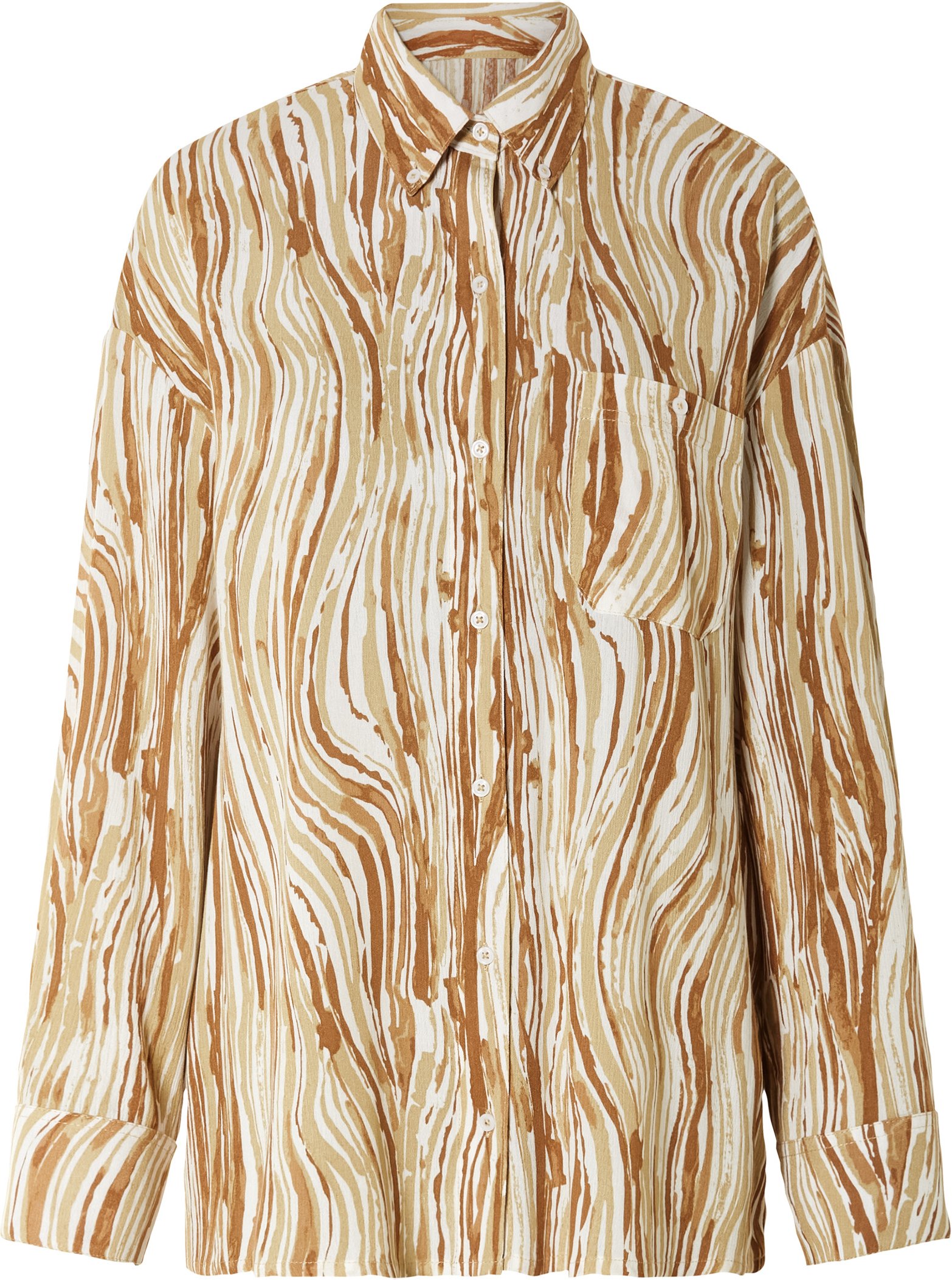 esmara® Damen Bluse Oversize (36, Muster weiß/beige)