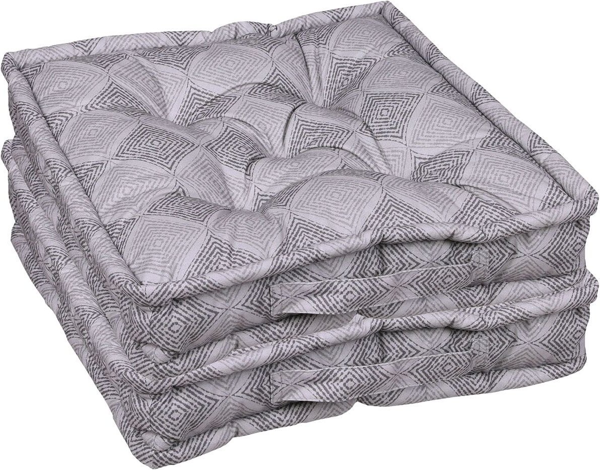 GO-DE Textil Gartenauflage Raute (2er Set Boxkissen, Grau)