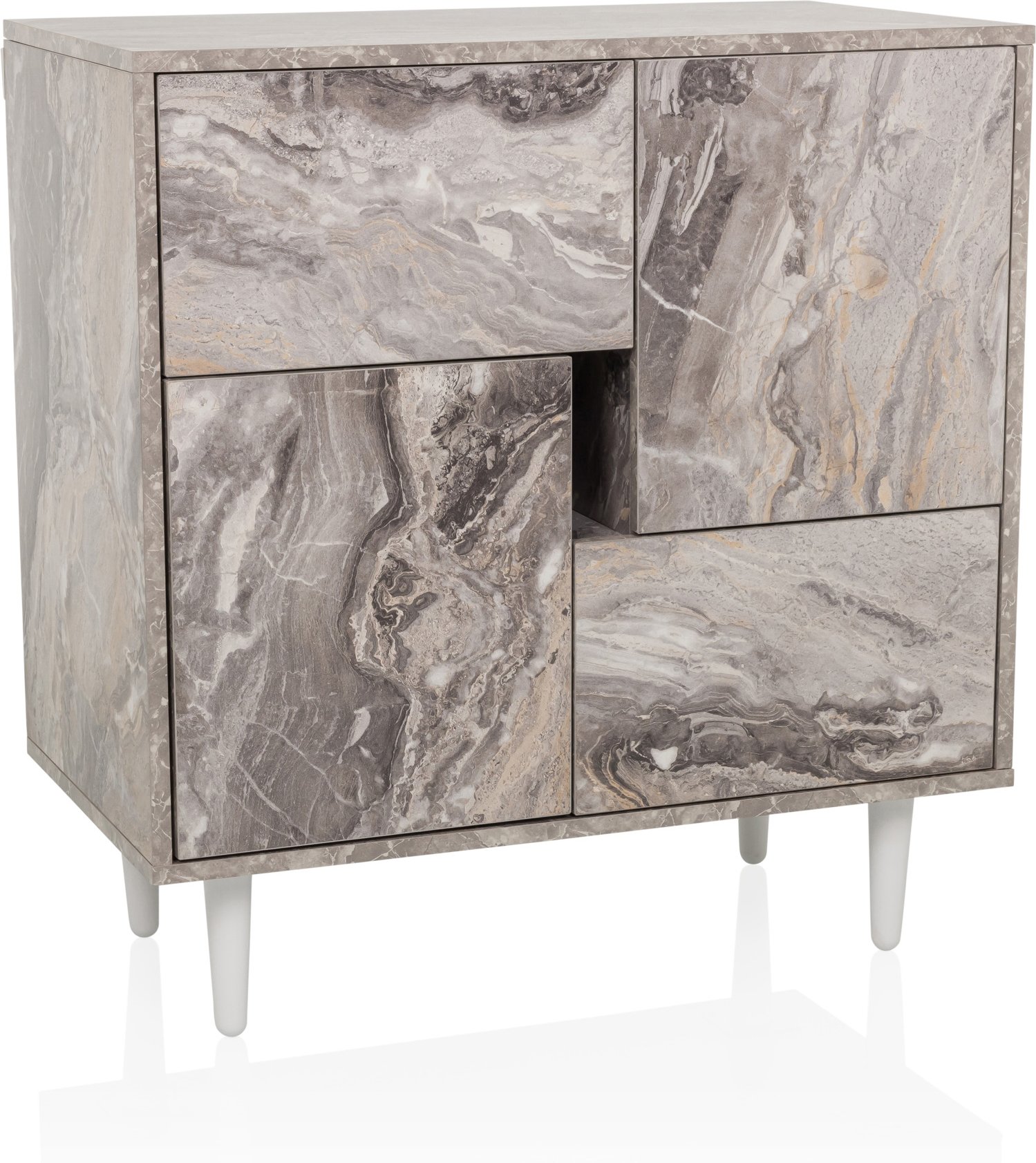 hjh OFFICE Sideboard / Kommode LYKKJA (weiß/marmor)