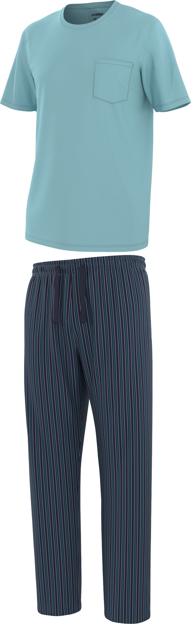 Thumbnail - LIVERGY® Herren Pyjama (Streifen/blau, XL (56/58))