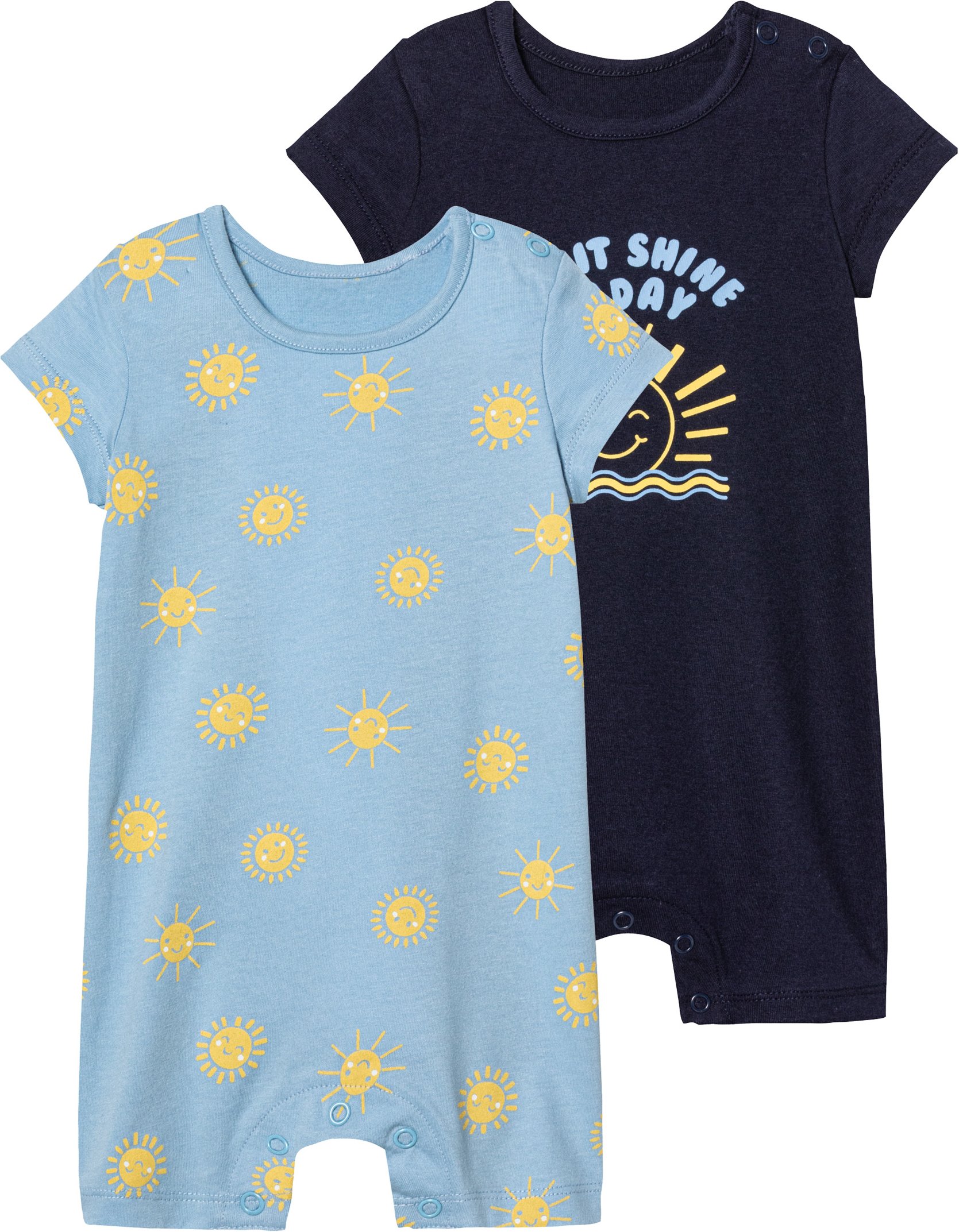 lupilu® Baby Playsuits, 2 Stück (hellblau/navy, 50/56)