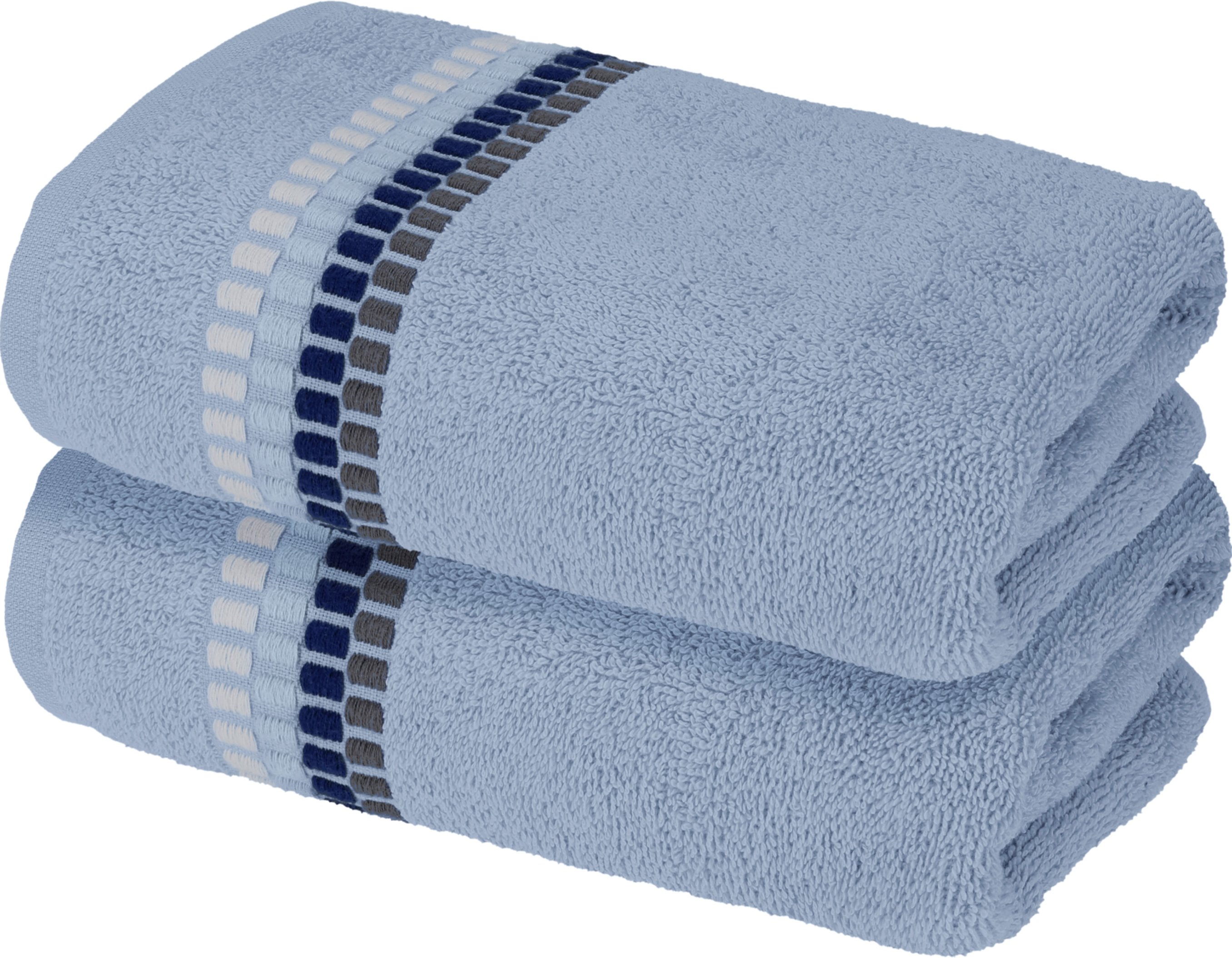 LIVARNO® Handtuch Fashion Bordüre 500gsm 50x100cm 2er (Hellblau)