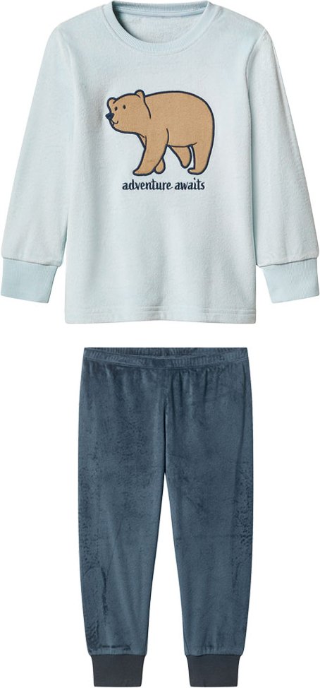Thumbnail - lupilu® Kinder Plüschpyjama (blau/Navy, 110/116)