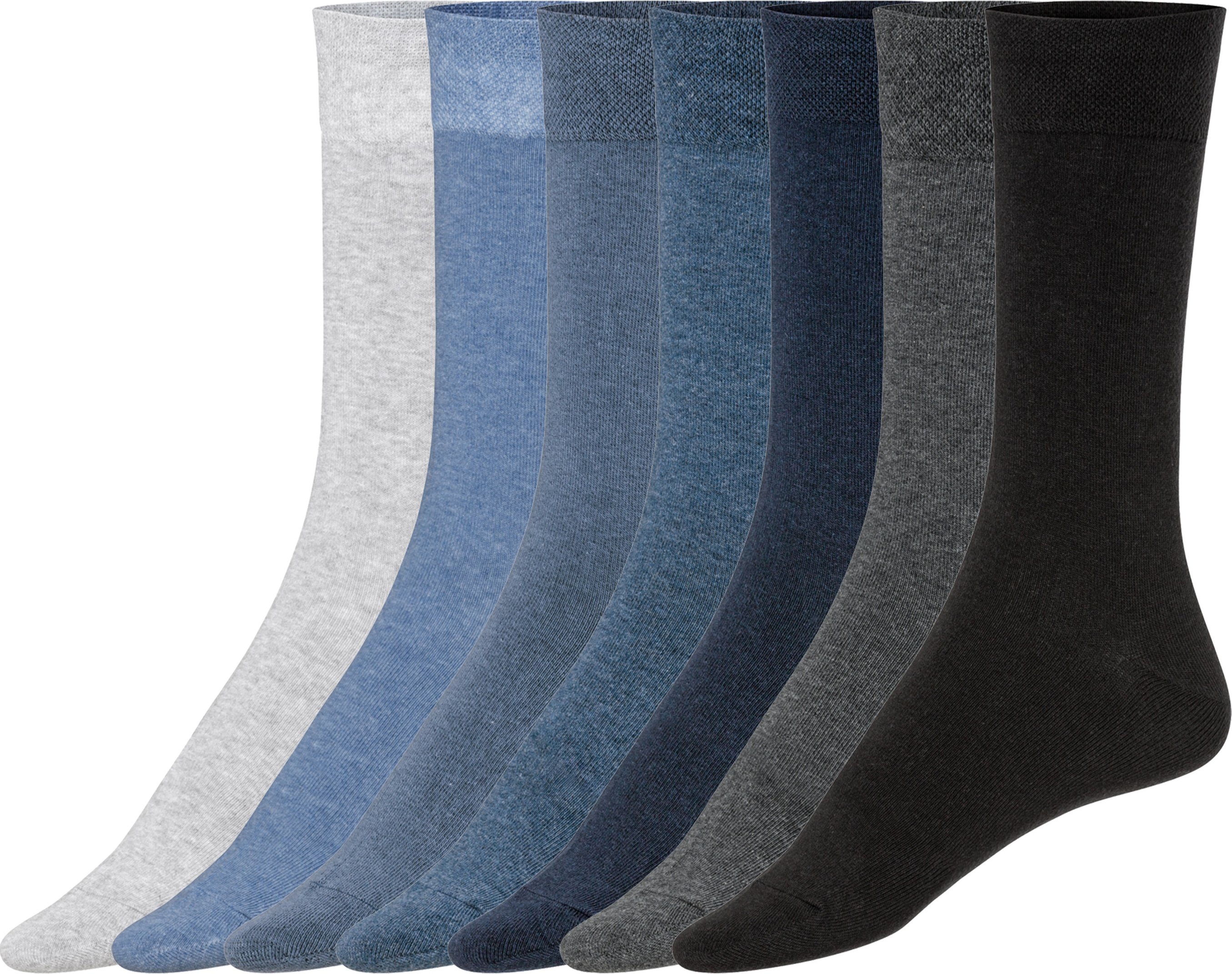 LIVERGY® Herren Socken 7 Paar (43-46, blau/navy/grau/schwarz)""
