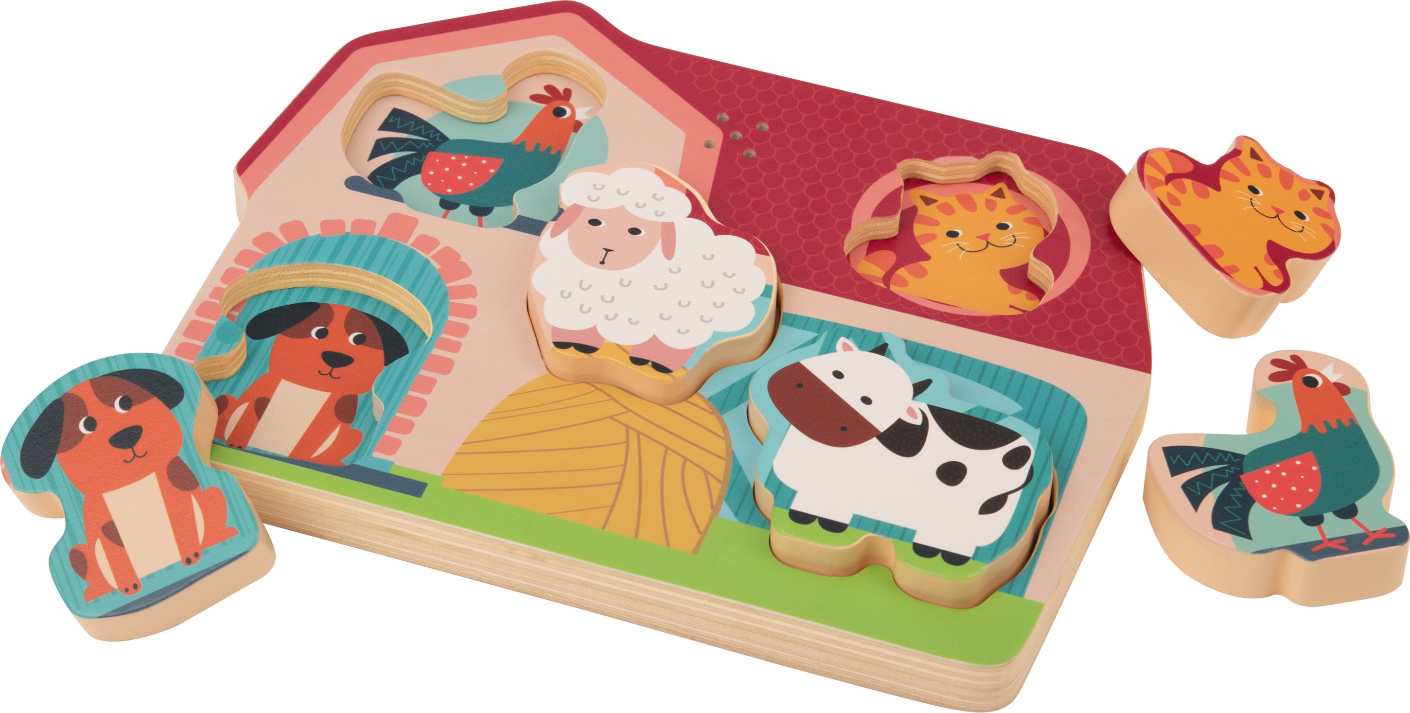 lupilu® Holzpuzzle, 6-teilig (Bauernhof)
