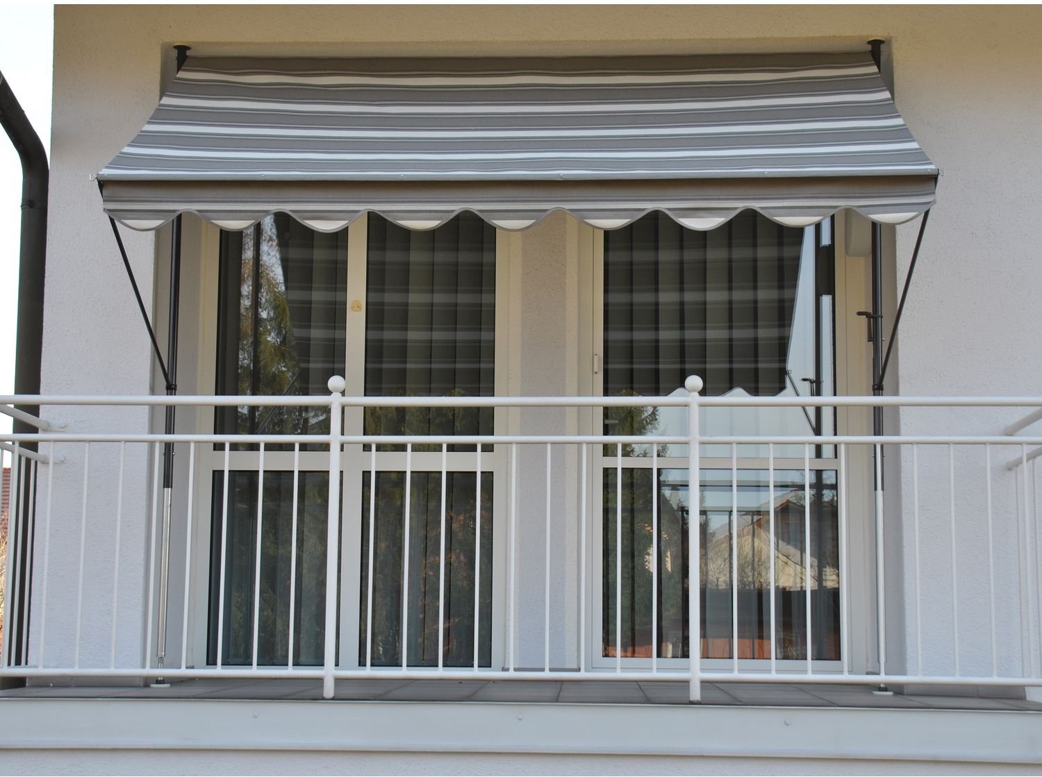 Angerer Klemmmarkise (grau-creme gestreift, 200 cm breit)