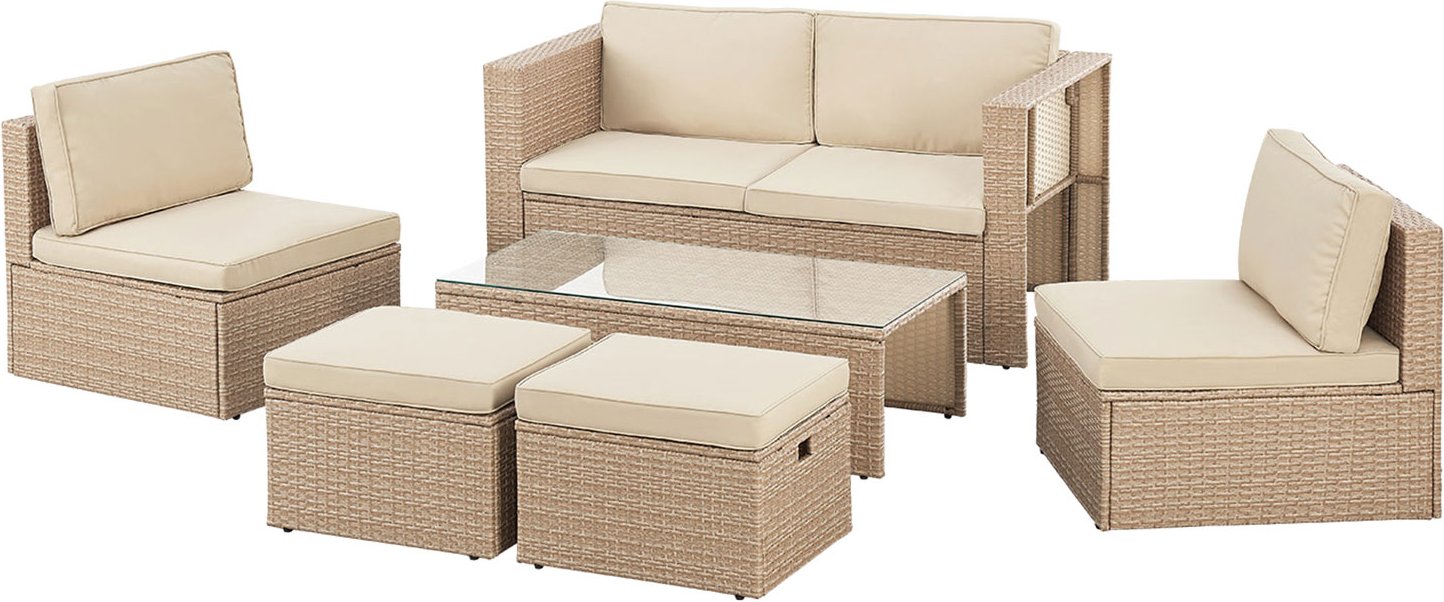 Juskys Polyrattan Lounge Salou (creme/sand)