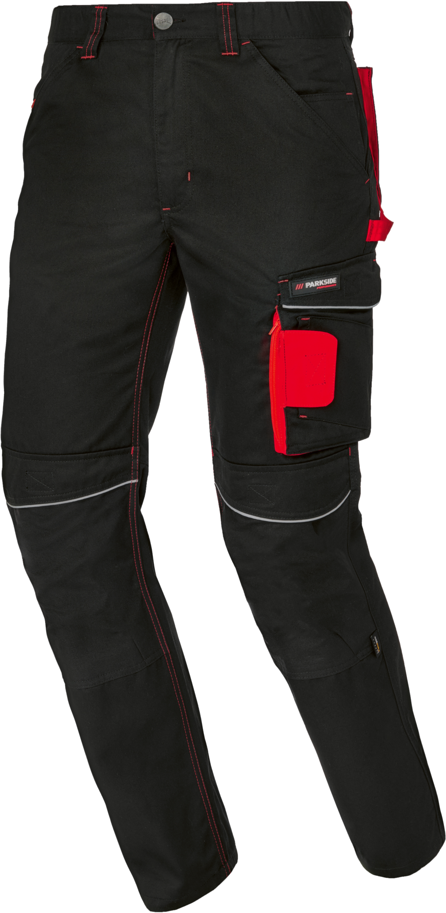 Thumbnail - PARKSIDE PERFORMANCE® Herren Arbeitsbundhose, mit CORDURA® Knieverstärkung (Schwarz/Rot, 56)