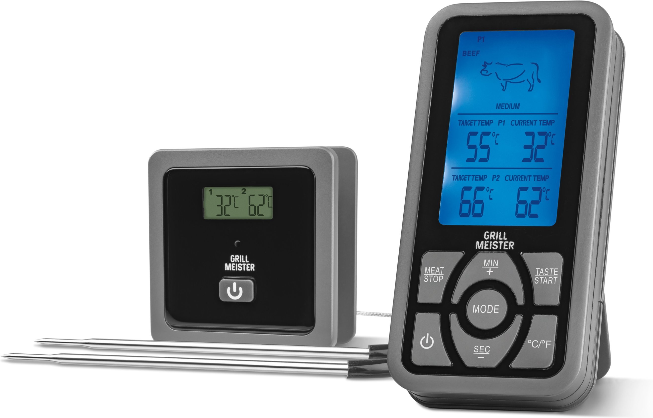 GRILLMEISTER 2 Fühler Grillthermometer (Funk GFGT 433 B2)