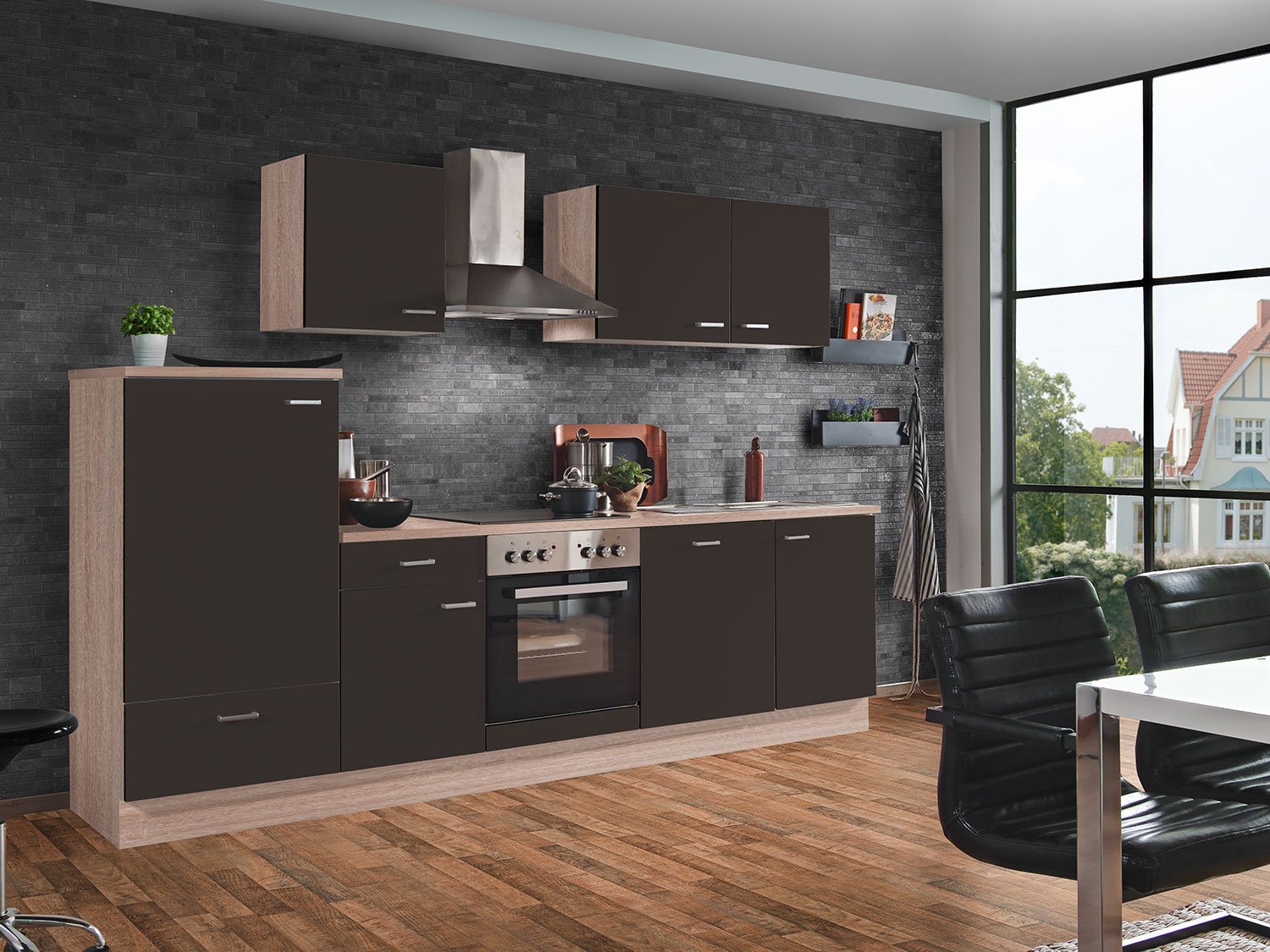 Menke Küchenblock Classic Leerblock 270/280/300/310cm (frei Verwendungsstelle, Lava, 280 cm)