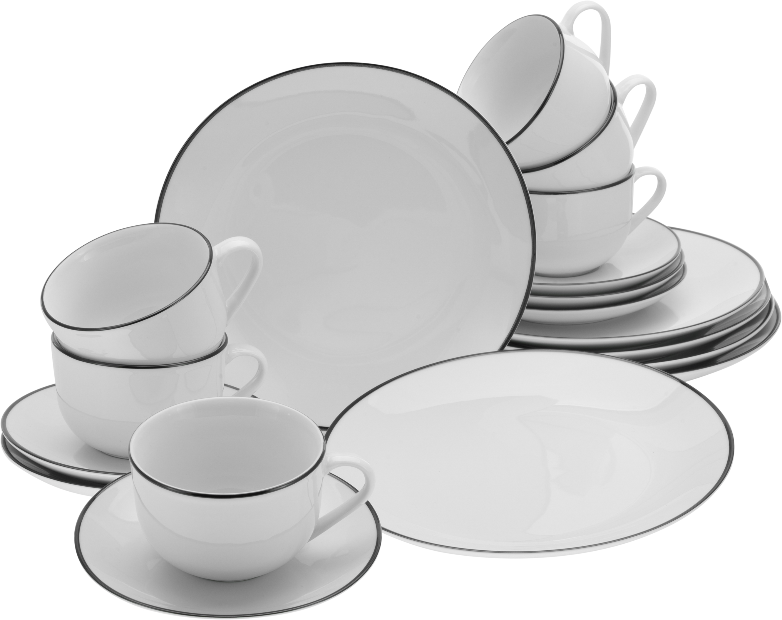 Creatable Geschirrset »Luna Black Line« (18-teiliges Kaffeeservice)