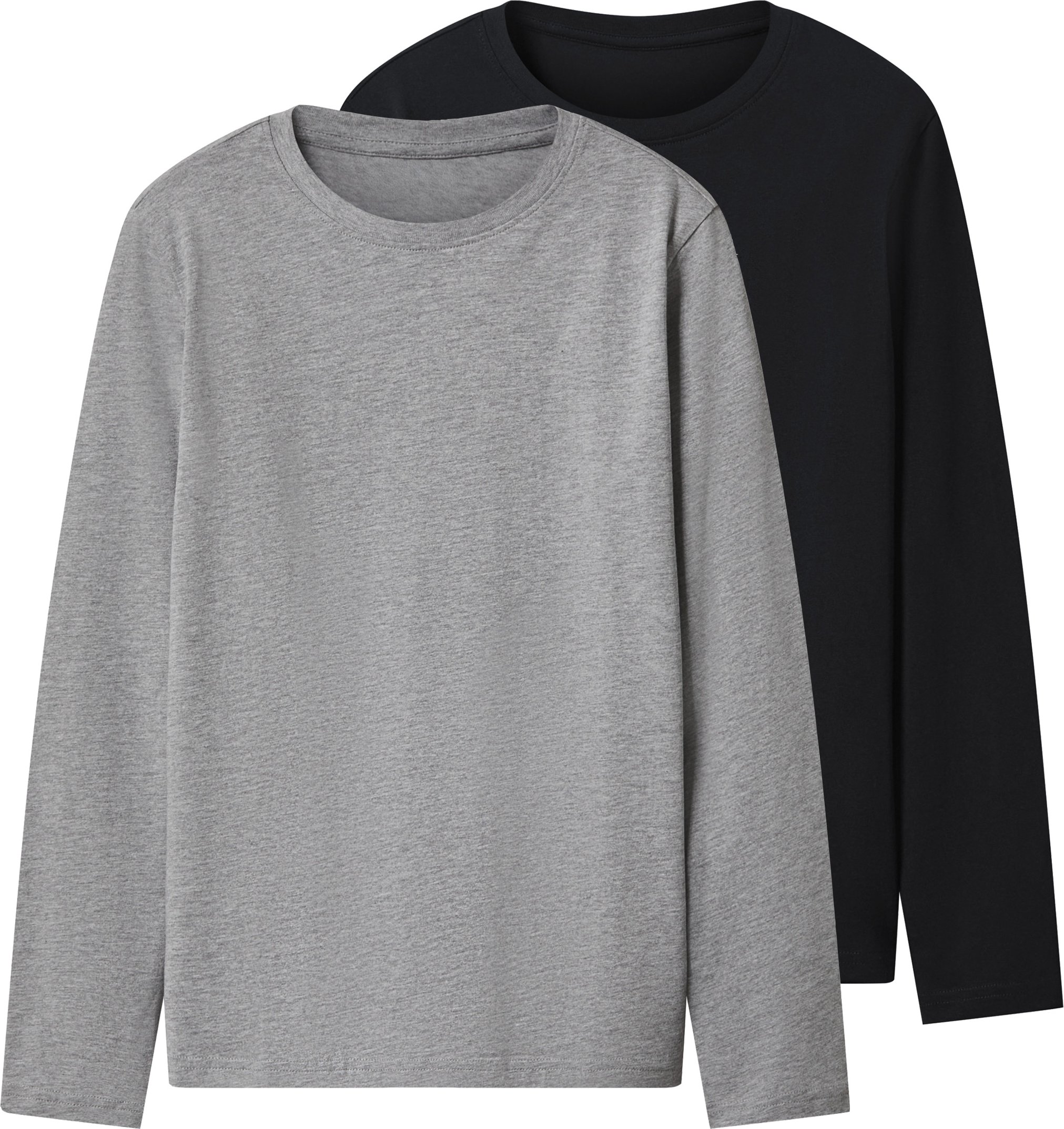 Esmara Kids Kinder Jungen Langarmshirt 2 Stück (Schwarz/Grau, 134/140)