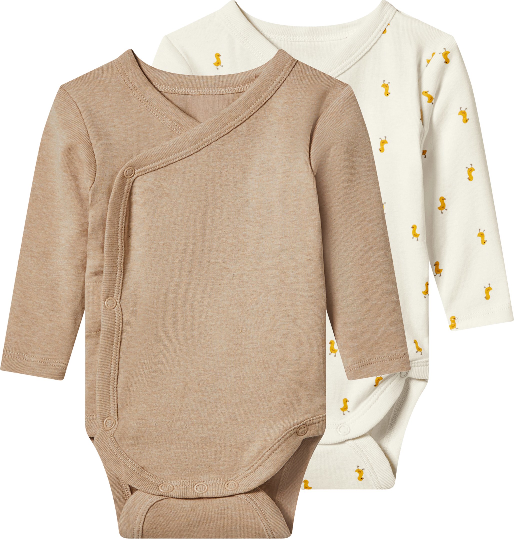 lupilu® Baby Wickelbody langarm, 2 Stück (Braun/Weiß, 74/80)