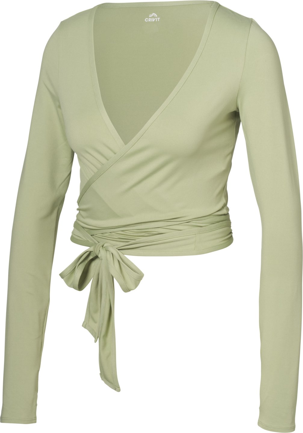 CRIVIT Damen Wrap Top GRS Hyaluron (Grün, L(44/46))