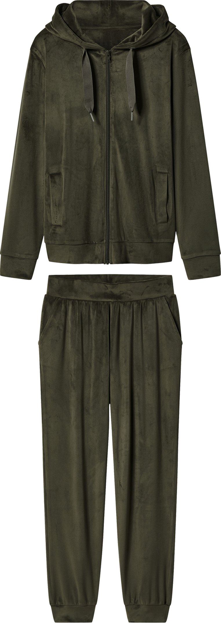 esmara® Damen Nicki-Hausanzug, 2-teilig (Khaki, L(44/46))