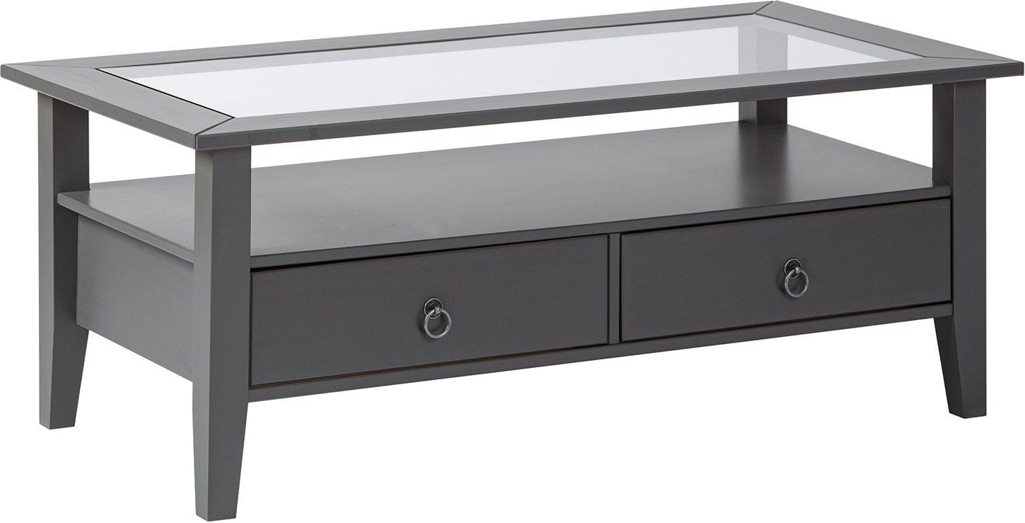 Inter Link Couchtisch mit Sicherheitsglas und Schubladen (Grau, 115 x 60 x 45 cm)