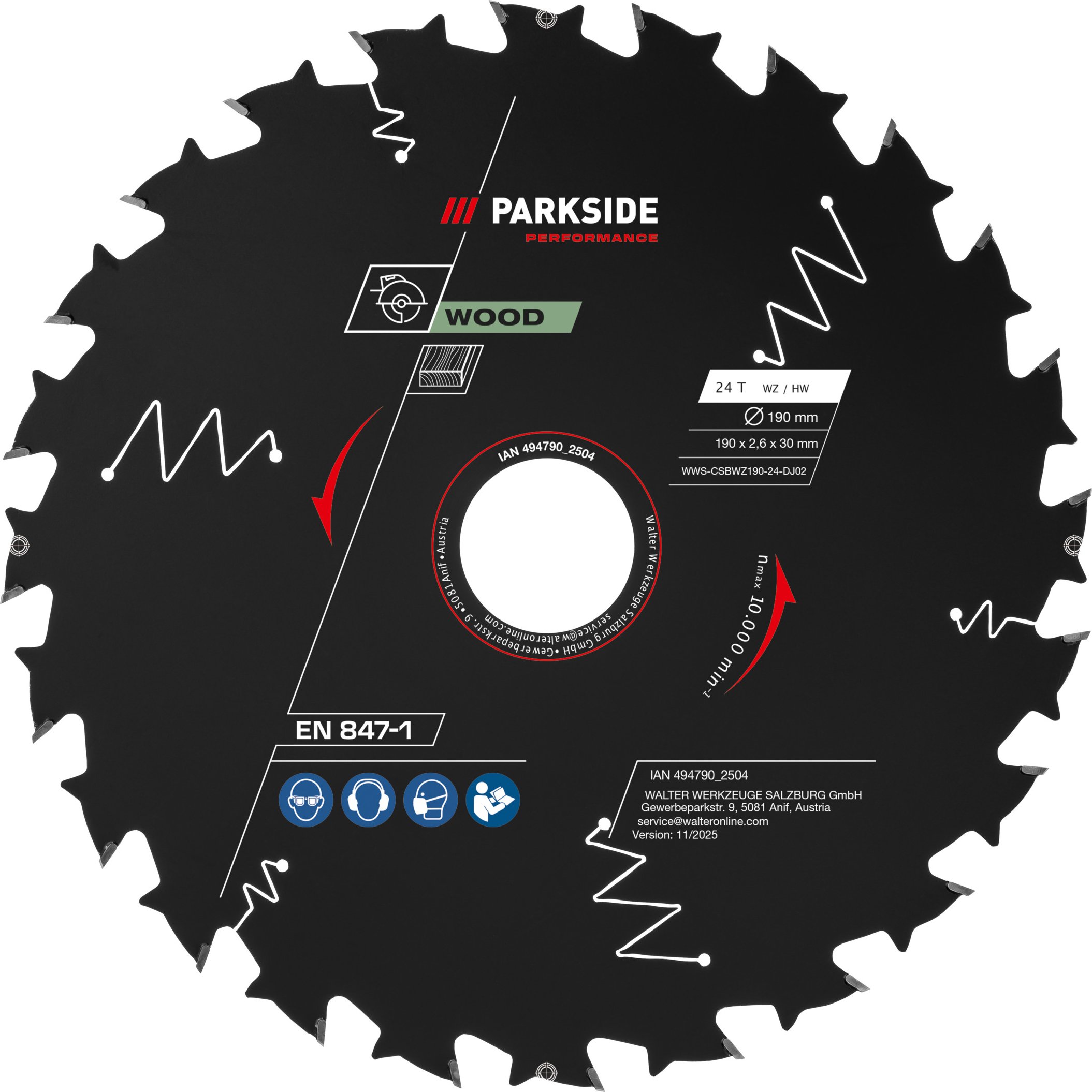 PARKSIDE PERFORMANCE® Kreissägeblätter 190 mm Holz/Multi (Holz 24 Zähne)