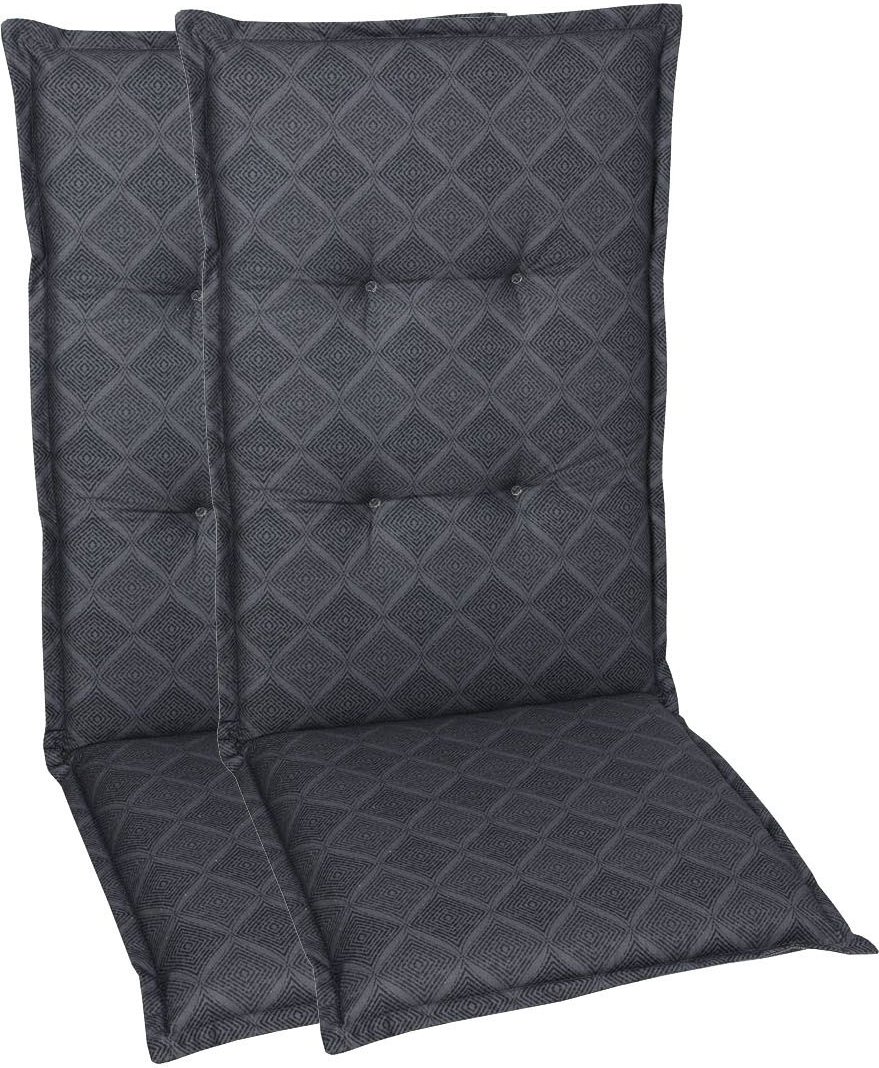 GO-DE Textil Gartenauflage Raute (2er Set Hochlehner, Anthrazit)