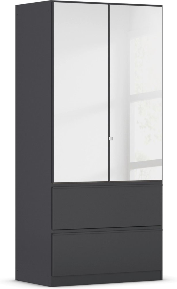 rauch BLUE Costa Drehtürenschrank mit Spiegel (Drehtürenschrank, grau metallic, 91 x 197 cm)