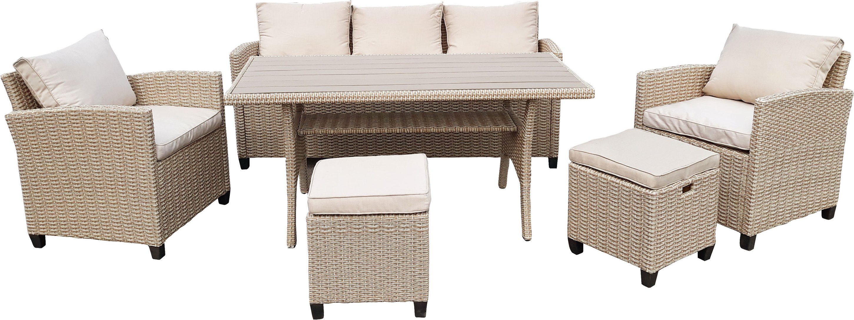 bellavista - Home & Garden® Dining-Lounge Prato (Typ 2 (Sofa, 2 Sessel, beige), Beige)