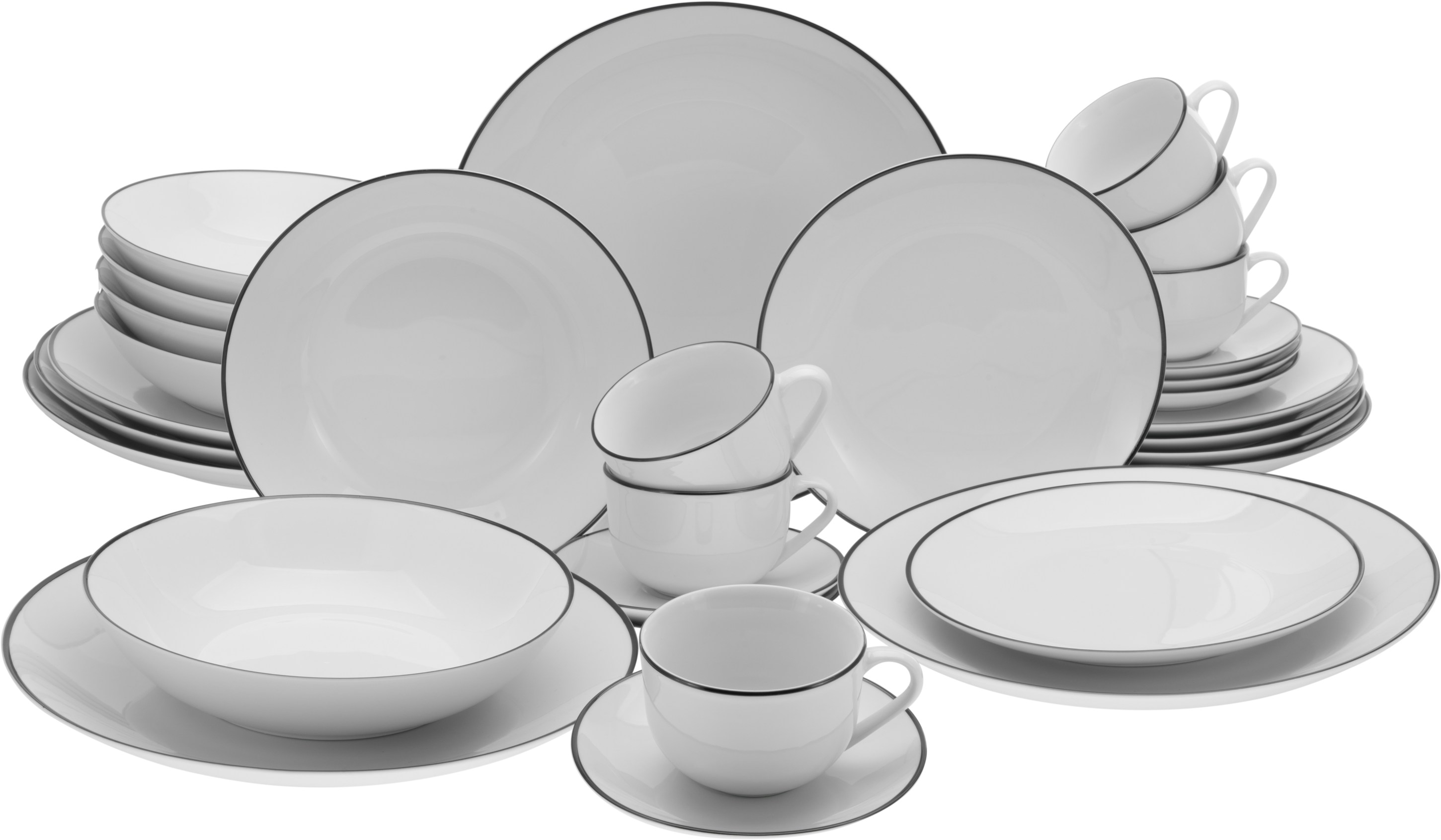 Creatable Geschirrset »Luna Black Line« (30-teiliges Kombiservice)