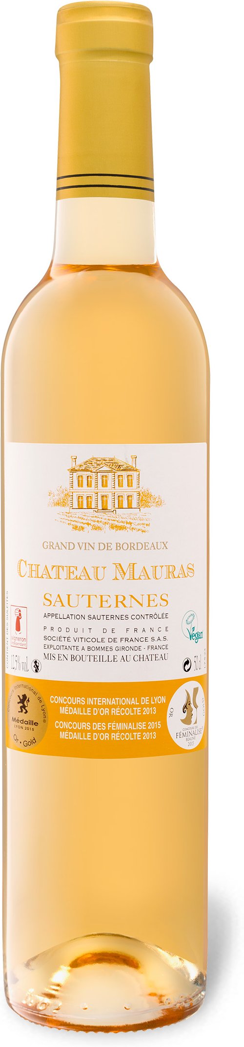 Thumbnail - Château Mauras Sauternes AOC süß vegan 0,5-l-Flasche, Süßwein 2013