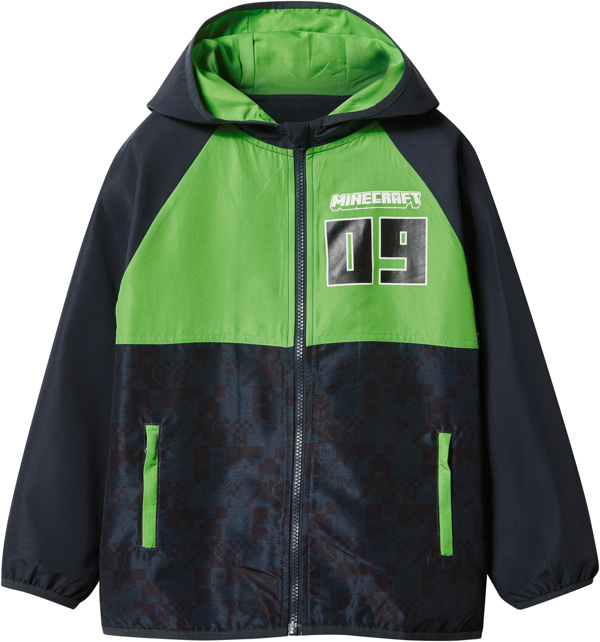 Minecraft Kleinkinder Kinder Windbreaker (grün/navy, 122/128)