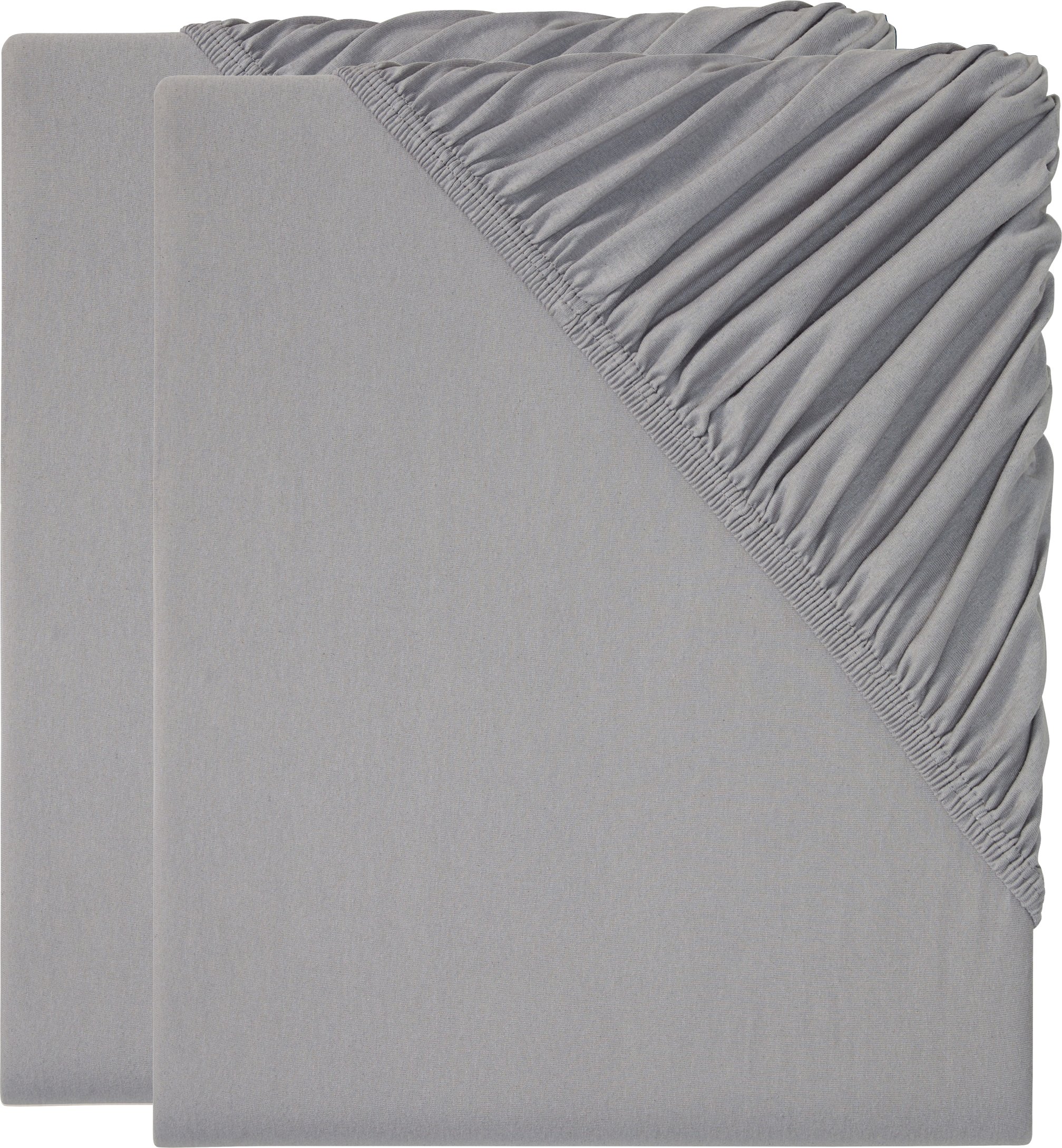 LIVARNO home Spannbettlaken CVC Jersey 140-160x200x25cm 2er (Grau)