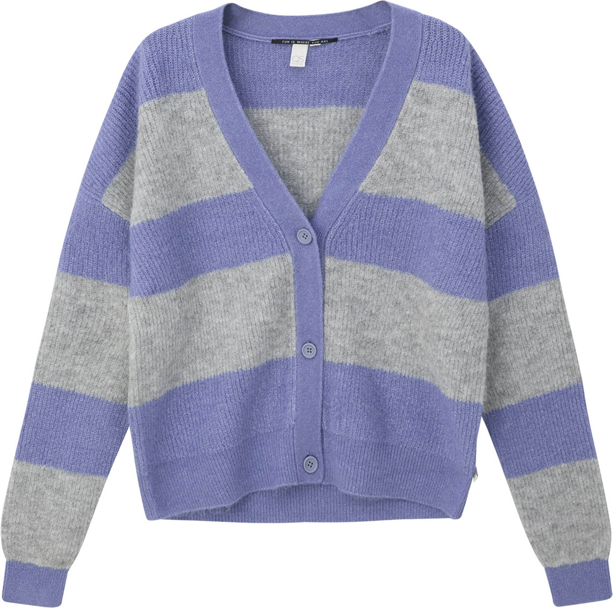 QS by s.Oliver Damen Strickjacke / Pullover (L, grau-lila)