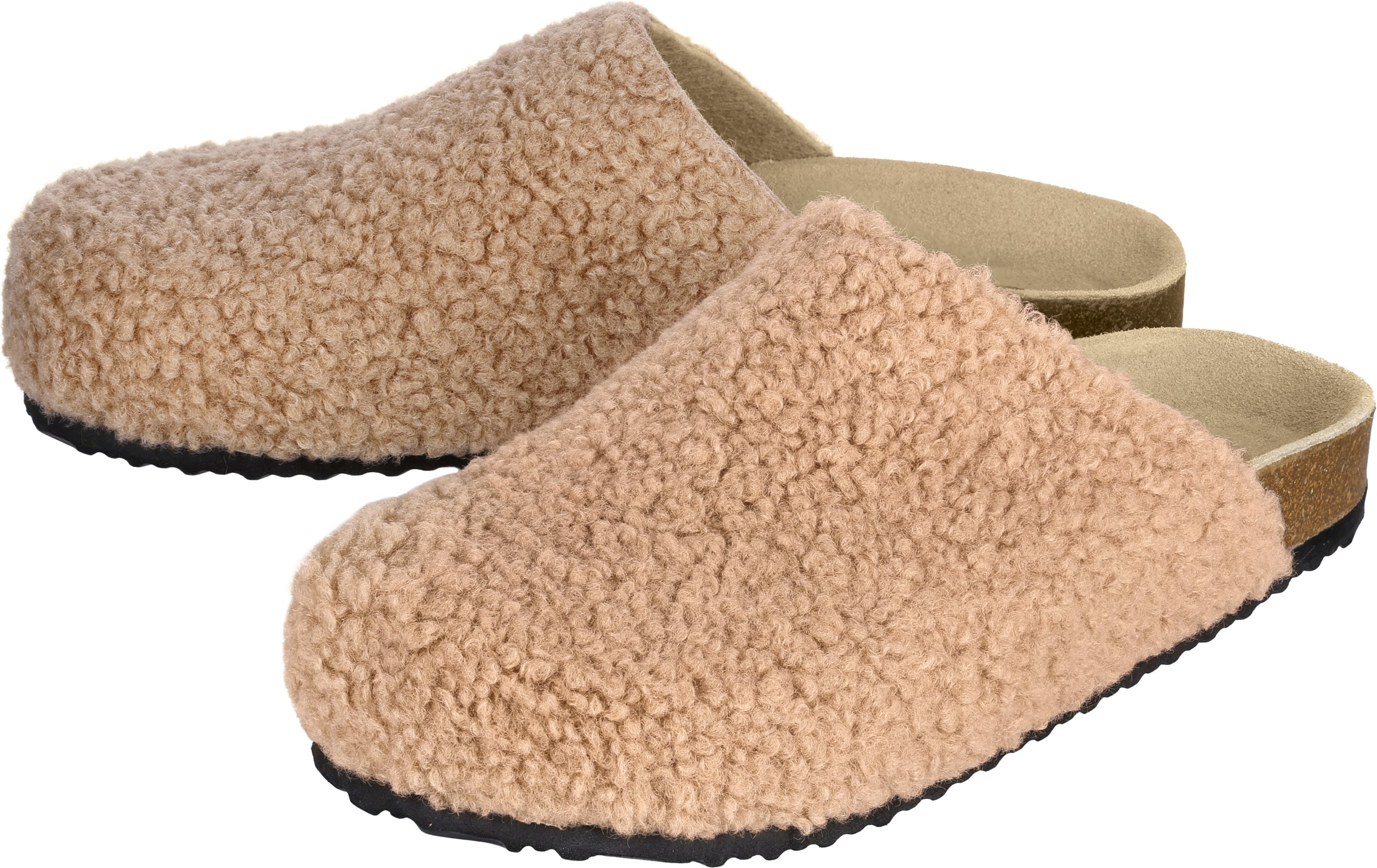 esmara® Damen Clogs Tieffußbett Plüsch (Beige, 40)