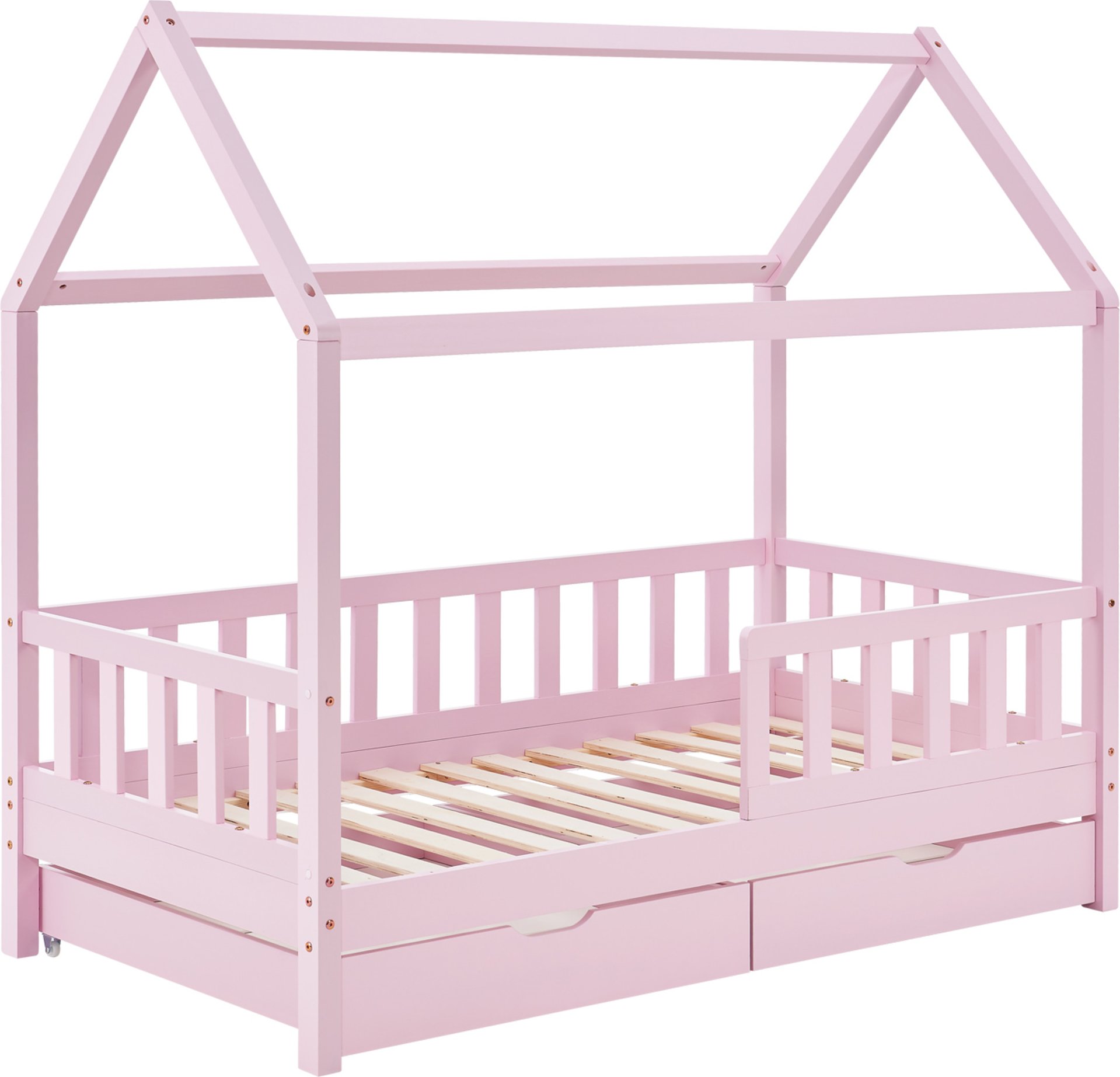 Juskys Kinderbett Marli_STR_OS (rose mit Bettkasten, 160 x 80 cm)