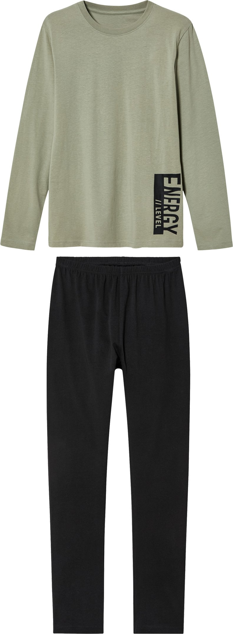 Thumbnail - pepperts!® Kinder Jungen Pyjama (146/152, khaki/schwarz)