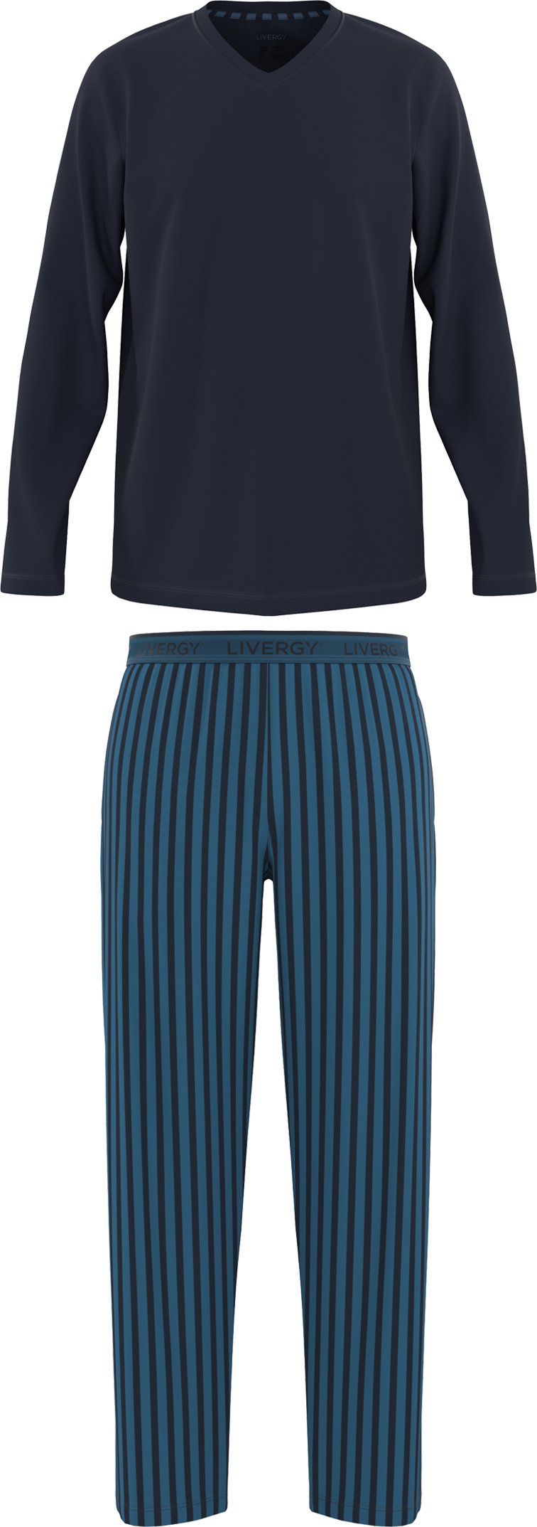 LIVERGY® Herren Pyjama lang (Navy, M(48/50))