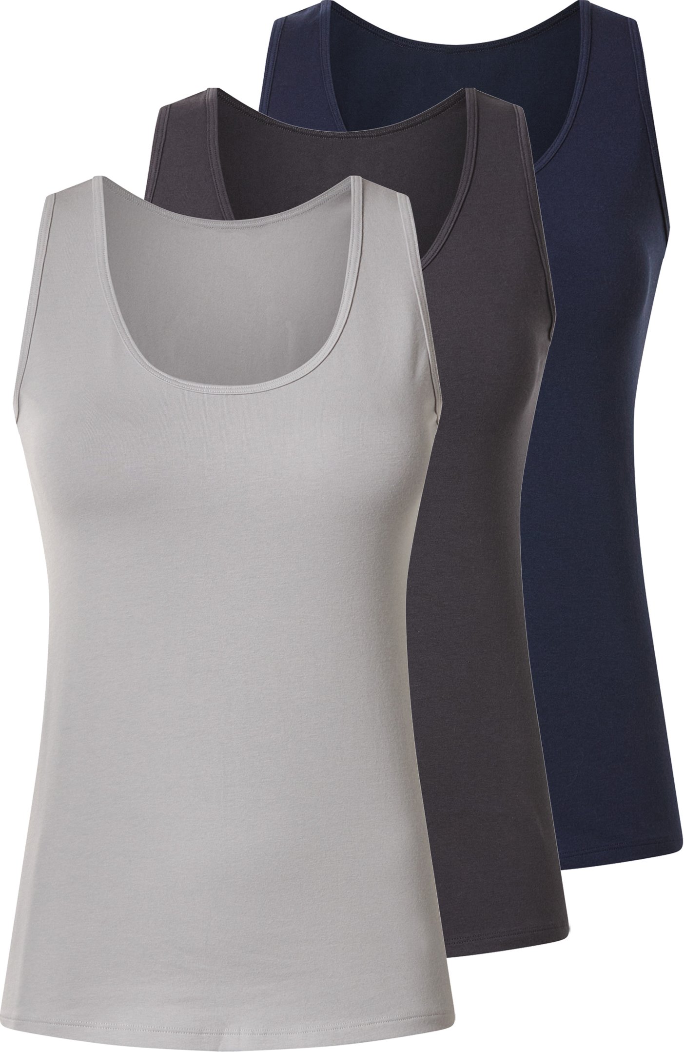 esmara® Damen Achselhemd 3er (navy/grau, XS(32/34))