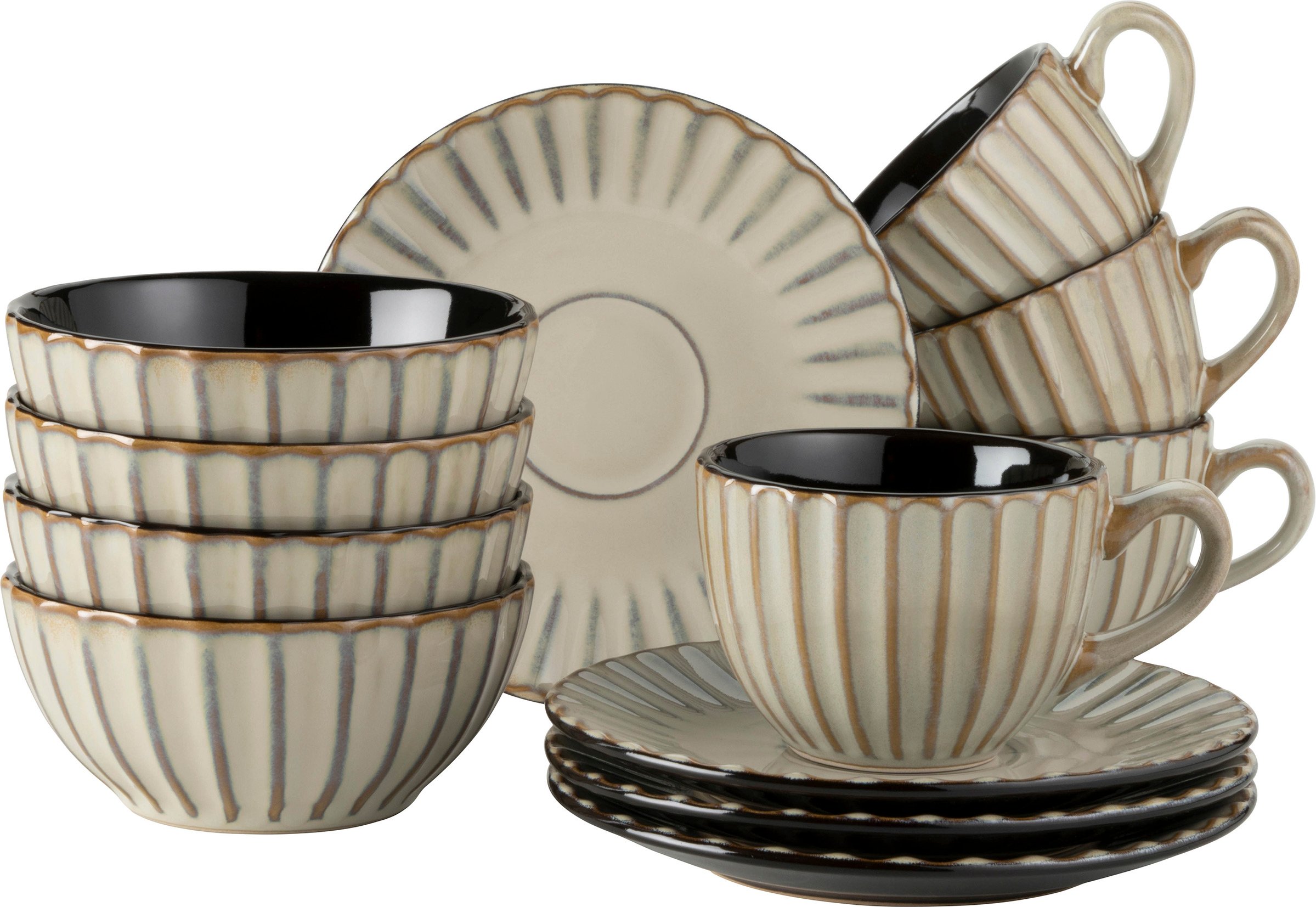 MÄSER Serie Confino, Frühstücksset 12 tlg (Beige / Braun)