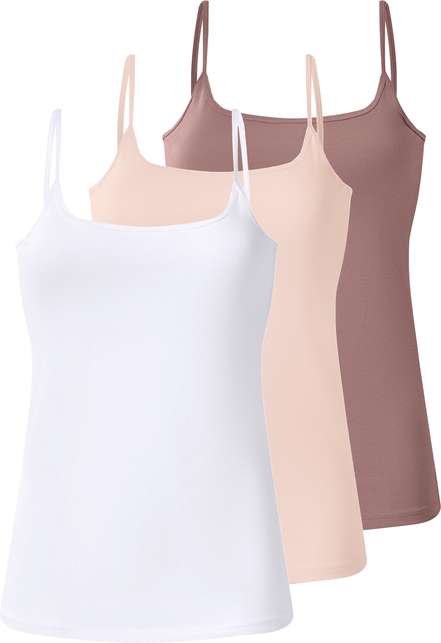 esmara® Damen Spaghettiträgerhemd, 3 Stück (Pink/Grau, S(36/38))